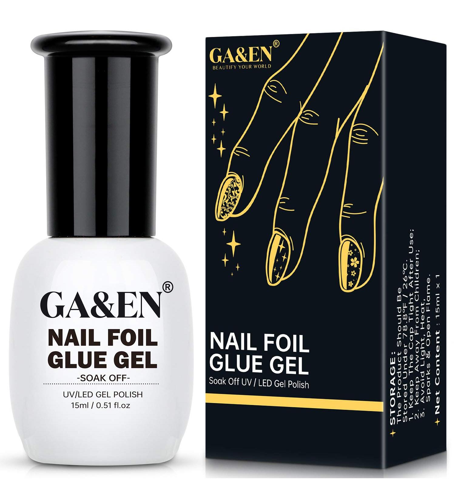 Metallic Floral Nail Foil Glue Gel | Strong Adhesion for Nail Art Stickers | 15ml x 1 Bottle | Soak Off, LED Lamp Required | DIY Festive Party Manicure - Buy Online on GoSupps.com