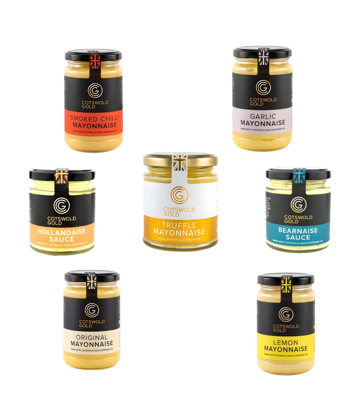 Cotswold Gold Mayonnaise Sauce Pick N Mix - Choose From 7 Flavors | Original Garlic Smoked Chilli Lemon Truffle Bearnaise Hollandaise-Sauce | Pack of 3 - Buy Online on GoSupps.com