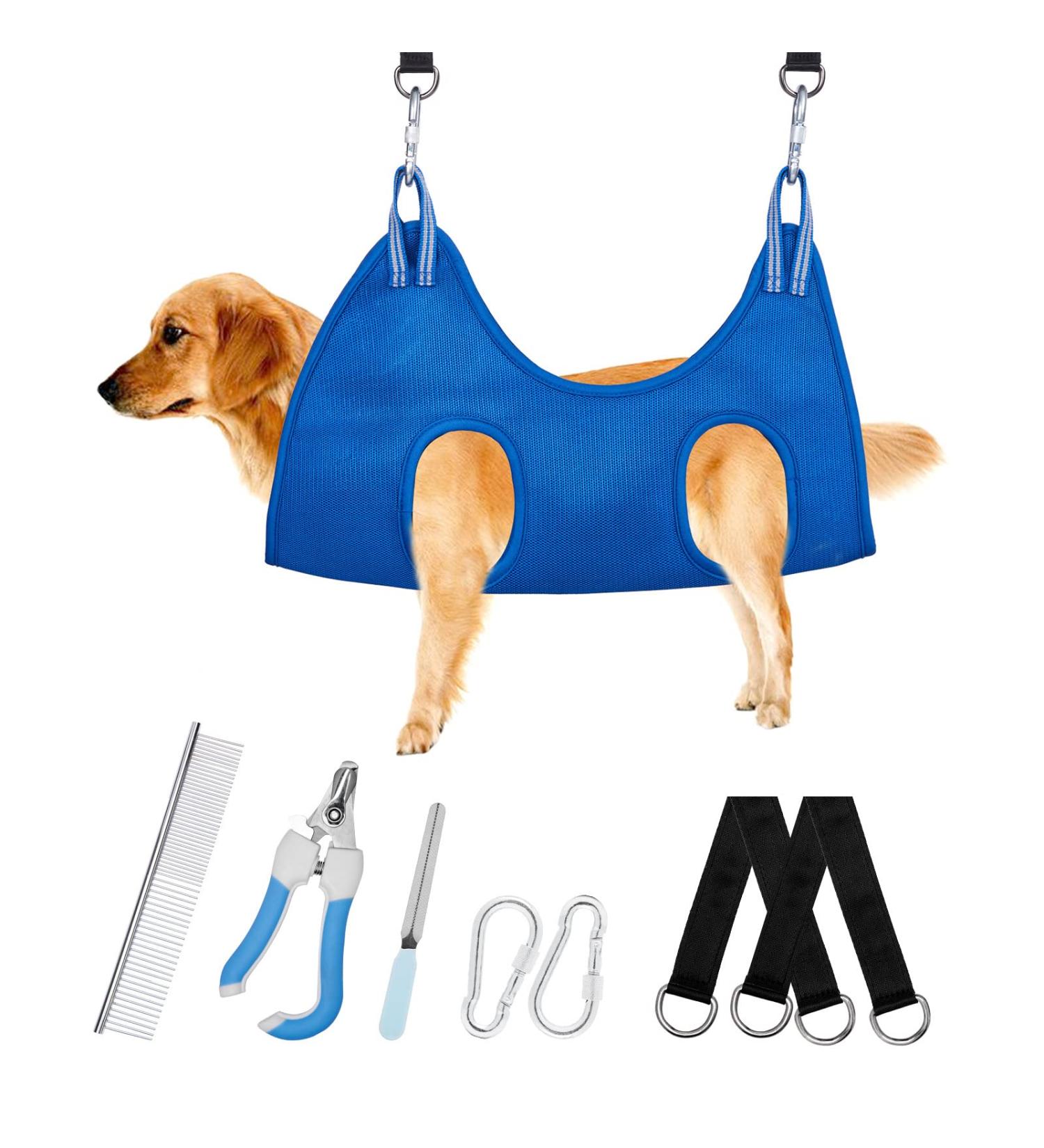Grooming Hammock for Cats and Dogs - Nail Cutting and Ear Care Sling - Small Blue - Recommended by Groomers - Buy Online on GoSupps.com