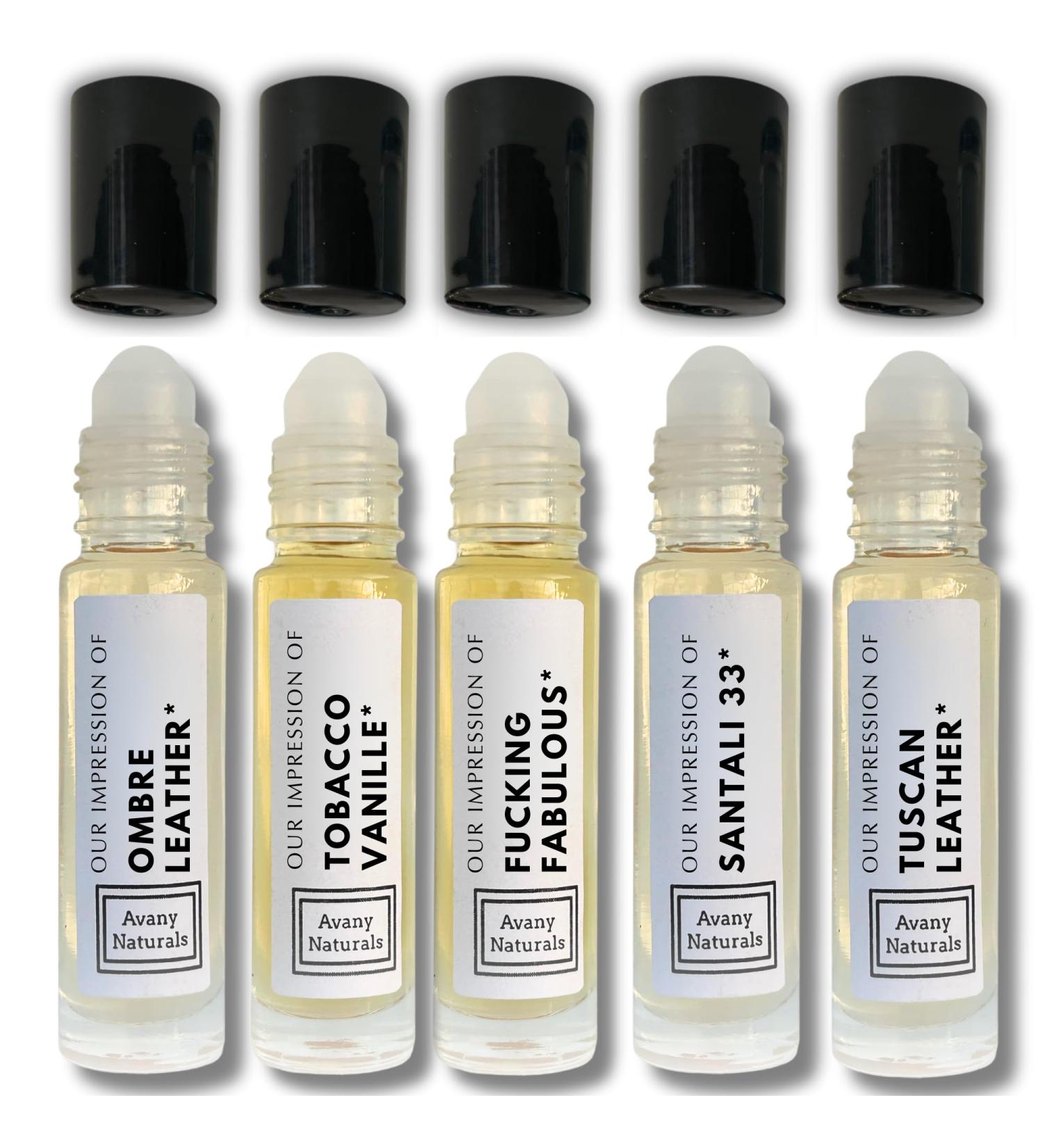 Mens Cologne Sampler Sets - Travel Size Perfume Scented Body Oil Alt Fragrances Replicant Perfume Roll on Mini Perfume Bottle for Man 5 pc (Leather Vibes) - Buy Online on GoSupps.com
