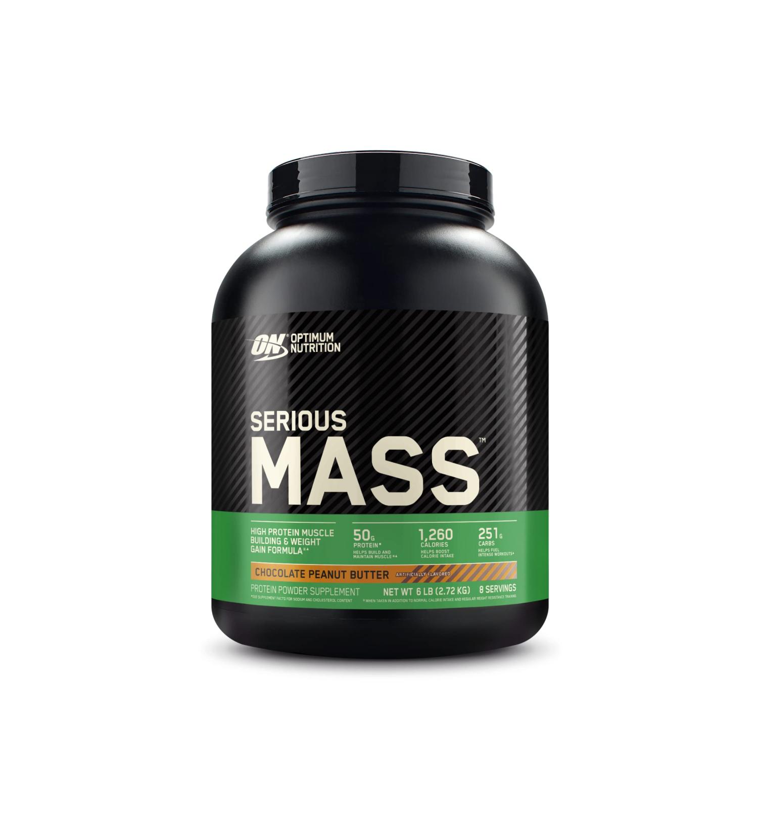 Optimum Nutrition Serious Mass Weight Gainer Protein Powder 6lb - Chocolate Peanut Butter with Immune Support Vitamins C, D, Zinc - Buy Online on GoSupps.com