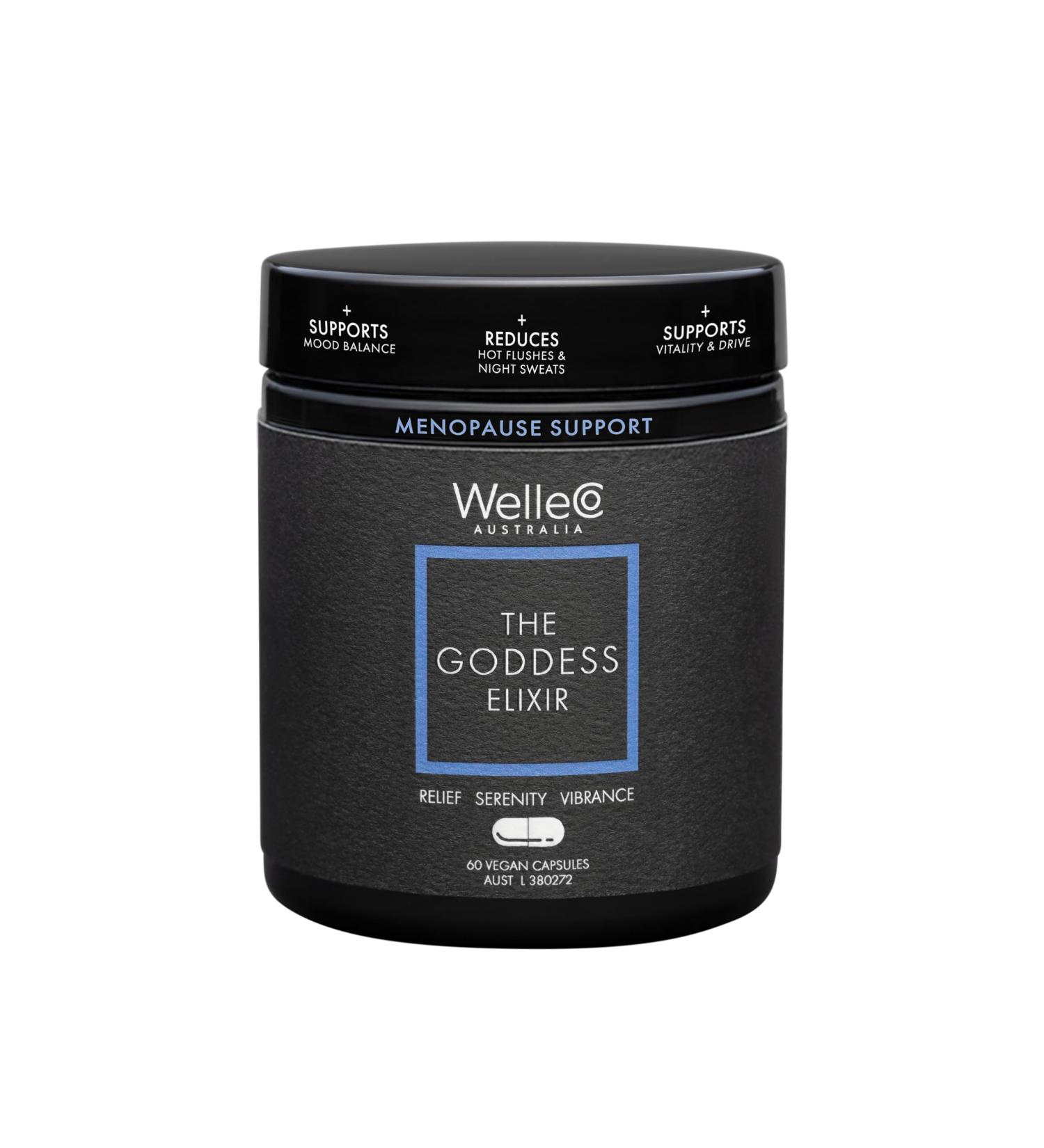 WelleCo The Goddess Elixir - Menopause Supplement for Women | Hormone Balance Red Clover B Vitamins Vitex | 60 Capsules for Night Sweats & Hot Flashes - Buy Online on GoSupps.com