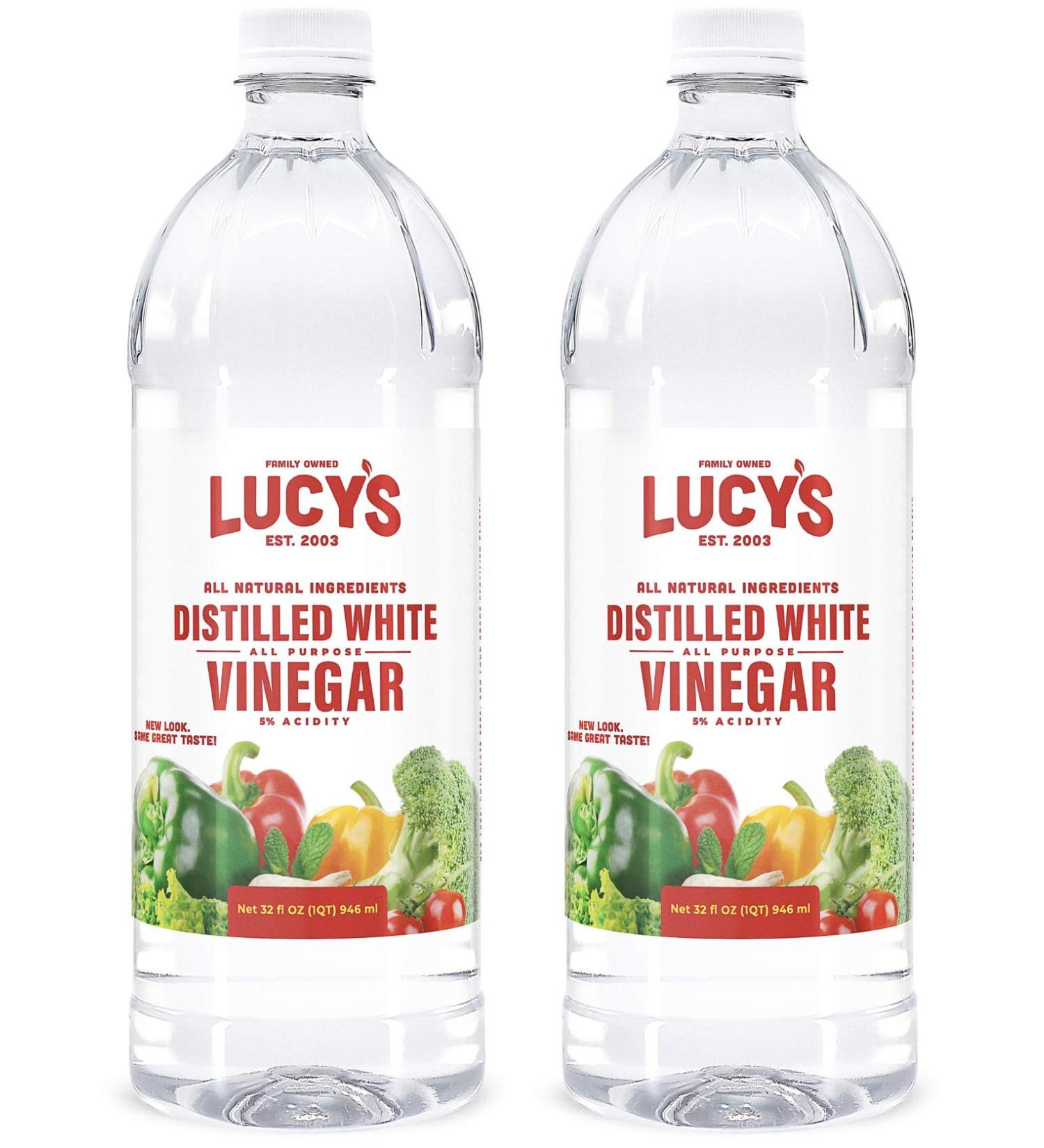 Lucy's Family Owned Natural Distilled White Vinegar 32oz Bottle (Pack of 2) - 5% Acidity - 64oz Total - Buy Online on GoSupps.com