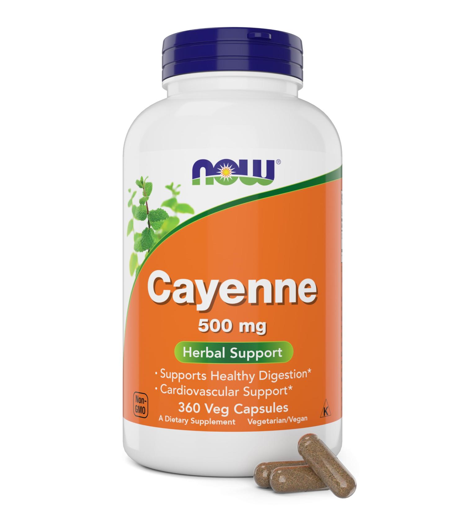 Now Cayenne (Capsicum annuum) 500 mg 360 Veg Capsules - Buy Online on GoSupps.com