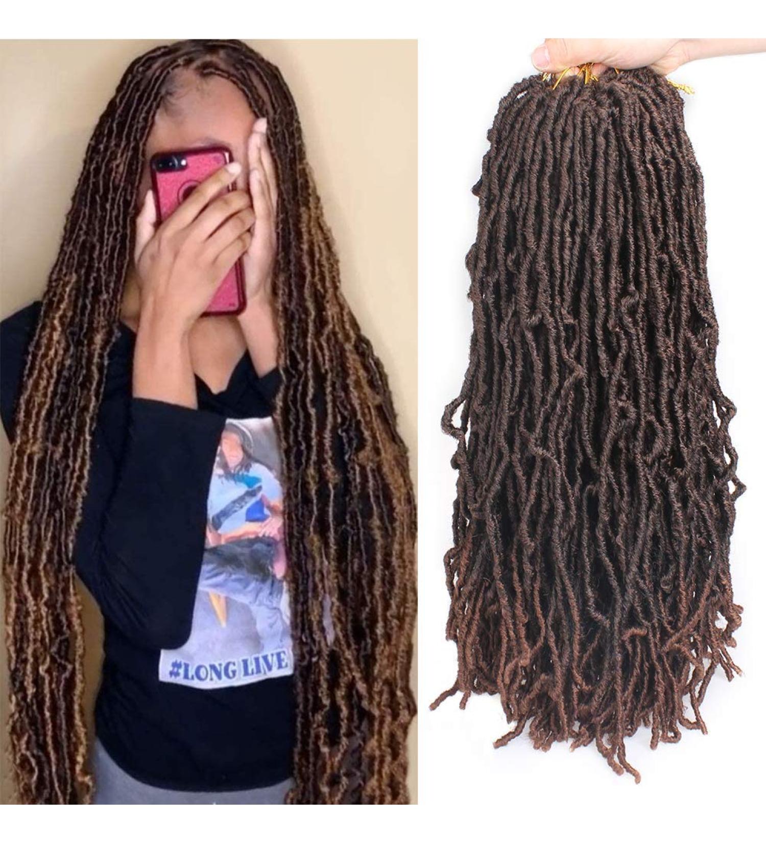 Xtrend 7 Packs 24 Inch Pre-Looped Nu Faux Locs Crochet Braids Hair Extensions Wavy Goddess Faux Locs Ombre Synthetic Braiding Hair Wavy Gpysy Soft Locs Crochet Hair 18strands/pack 1B/30# 24 Inch (Pack of 7) T30# - Buy Online on GoSupps.com