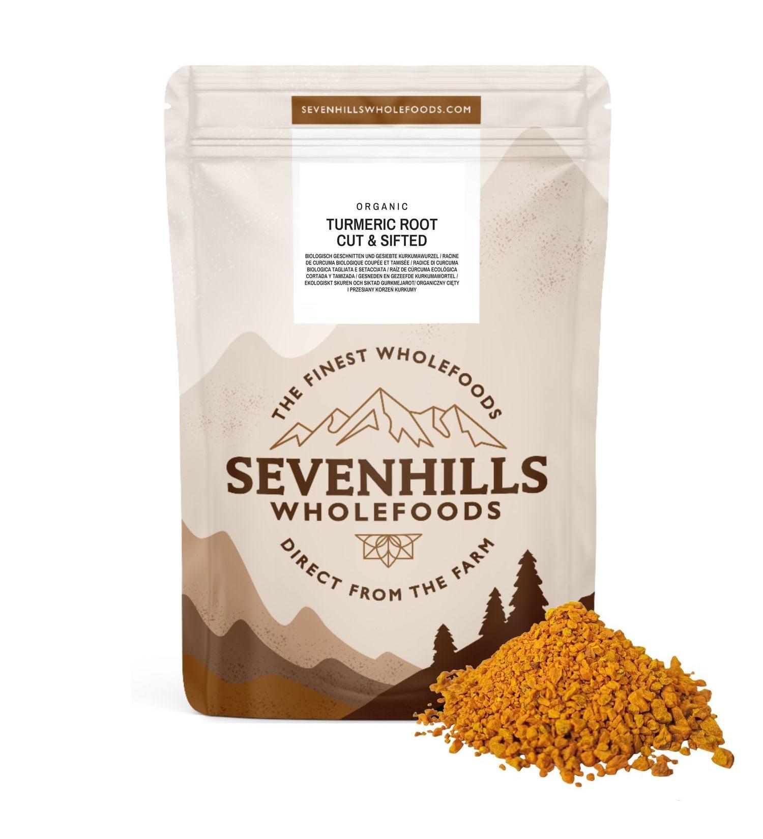 Sevenhills Wholefoods Organic Turmeric Root 200g - Dried Cut & Sifted for Tea Infusions and Culinary Use - Buy Online on GoSupps.com