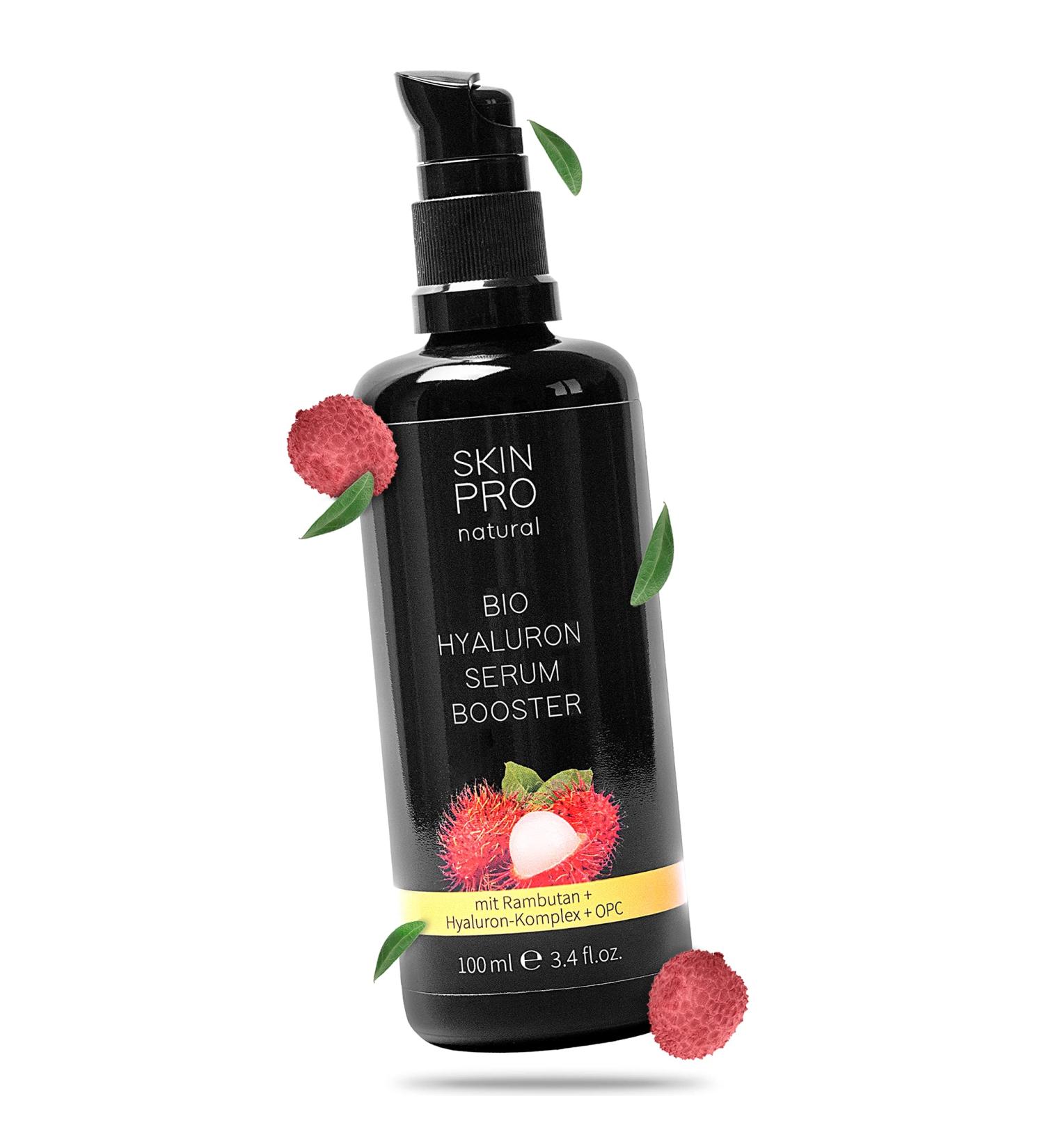 Bio Hyaluron Anti-Aging Serum 100ml - Vegan High-Dose Hyaluronic Acid with Rambutan OPC & Aloe Vera - Skin Pro Natural Made in Germany - Buy Online on GoSupps.com