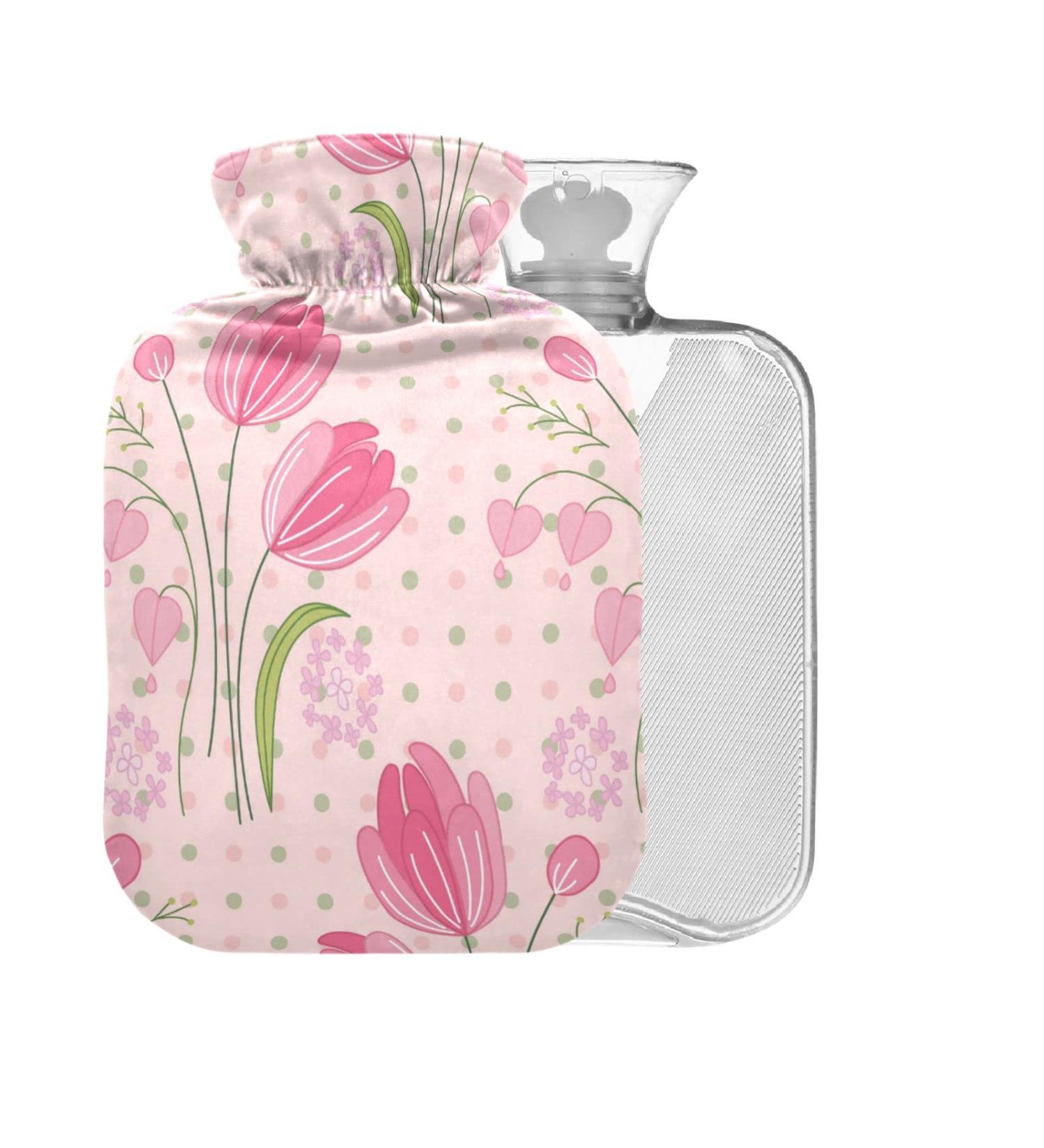 Red Tulips Hot Water Bottle 2L - BPA-Free Cover Included Large Pain Relief & Hot/Cold Compress - Buy Online on GoSupps.com