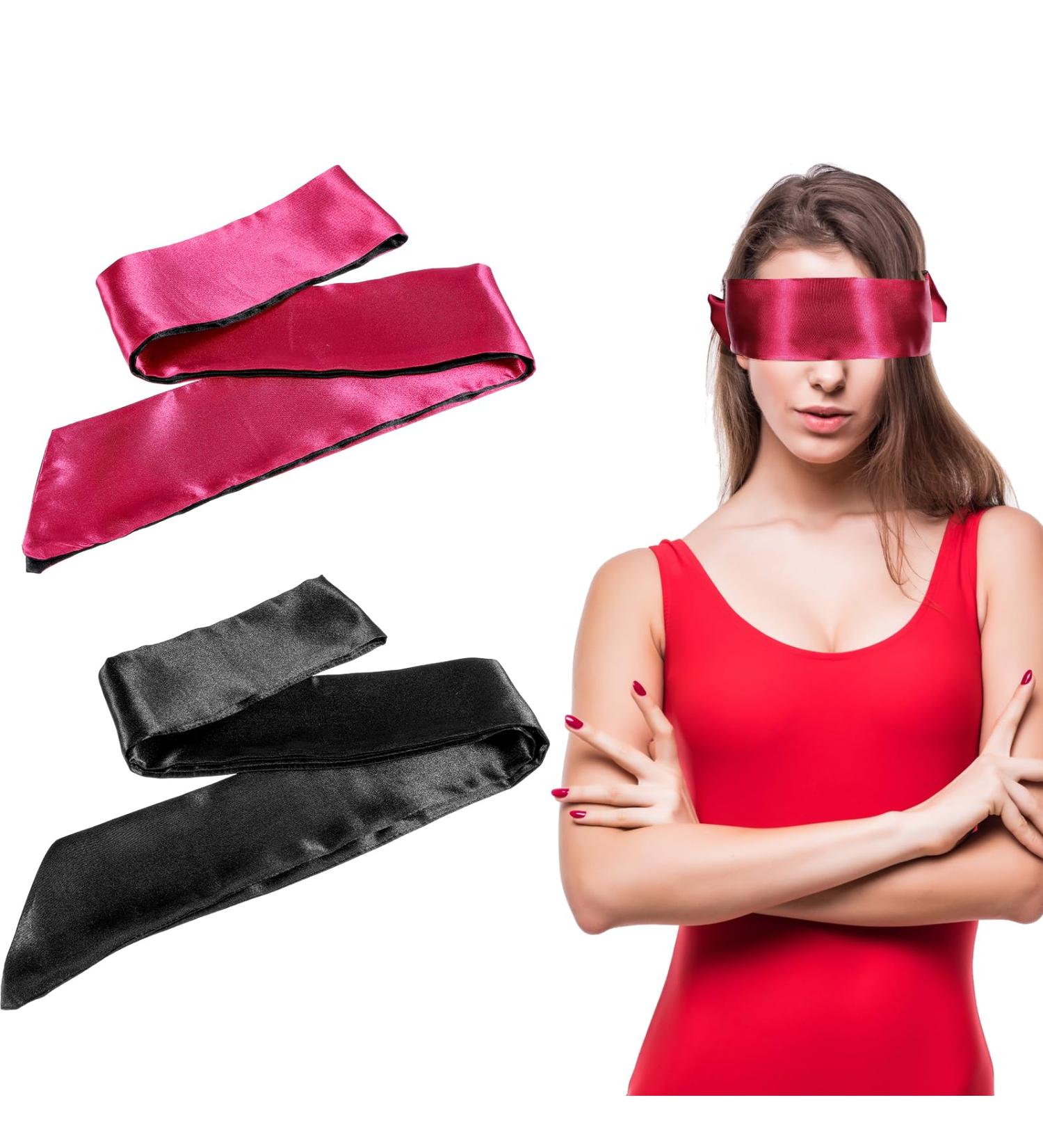 Molain Satin Eye Masks - Soft Adjustable Sleep Mask for Travel & Meditation (2 Pcs Black & Red - Buy Online on GoSupps.com