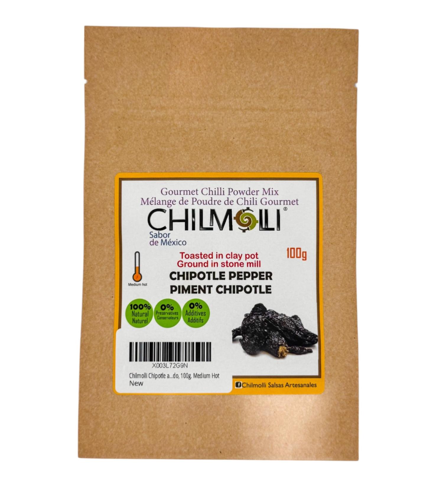 Chilmolli Chipotle authentic Mexican gourmet chilli powder mix/M lange de poudre de chili Chipotle gourmet/Chile Chipotle tipo mora molido 100g. Medium Hot - Buy Online on GoSupps.com