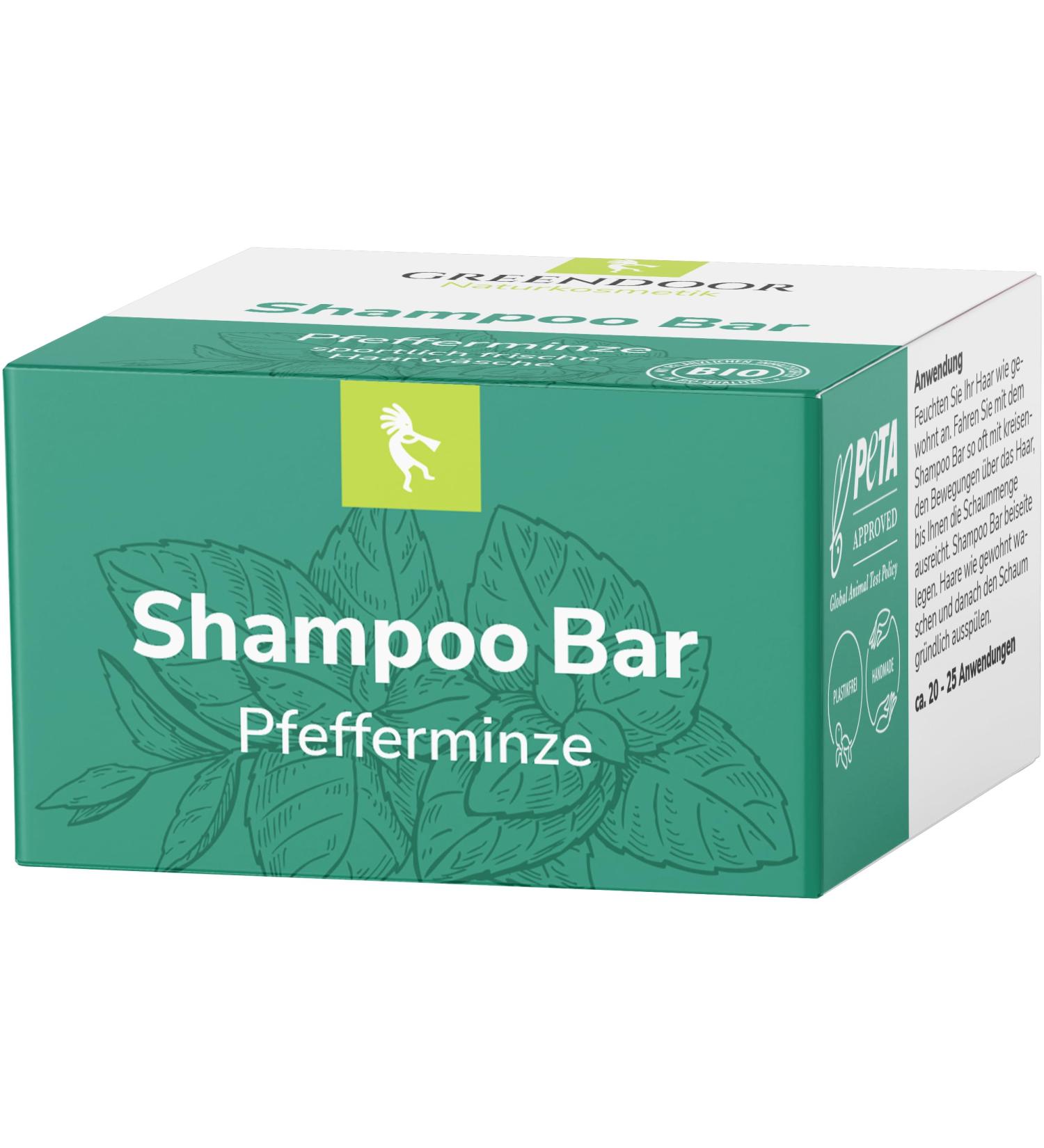  GREENDOOR GREENDOOR Organic Peppermint Shampoo 75g for normal/oily hair gentle and solid natural cosmetic silicone-free for men and women natural hair care - Buy Online on GoSupps.com