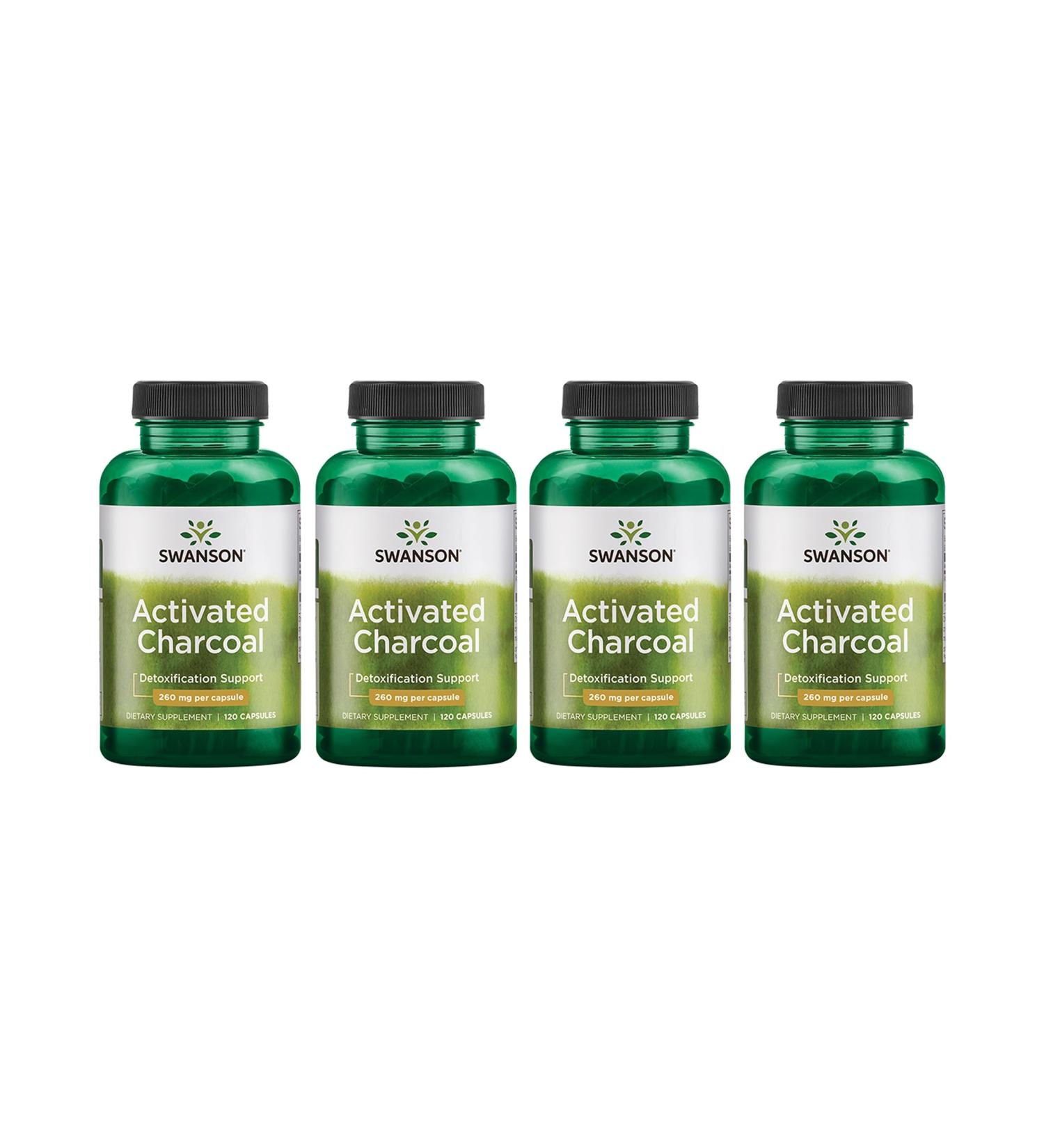 Swanson Activated Charcoal - Natural Supplement Supporting Healthy Absorption - Helps w/Bloating & Maintaining Bowel Regularity - (120 Capsules, 520mg per Serving) 4 Pack - Buy Online on GoSupps.com