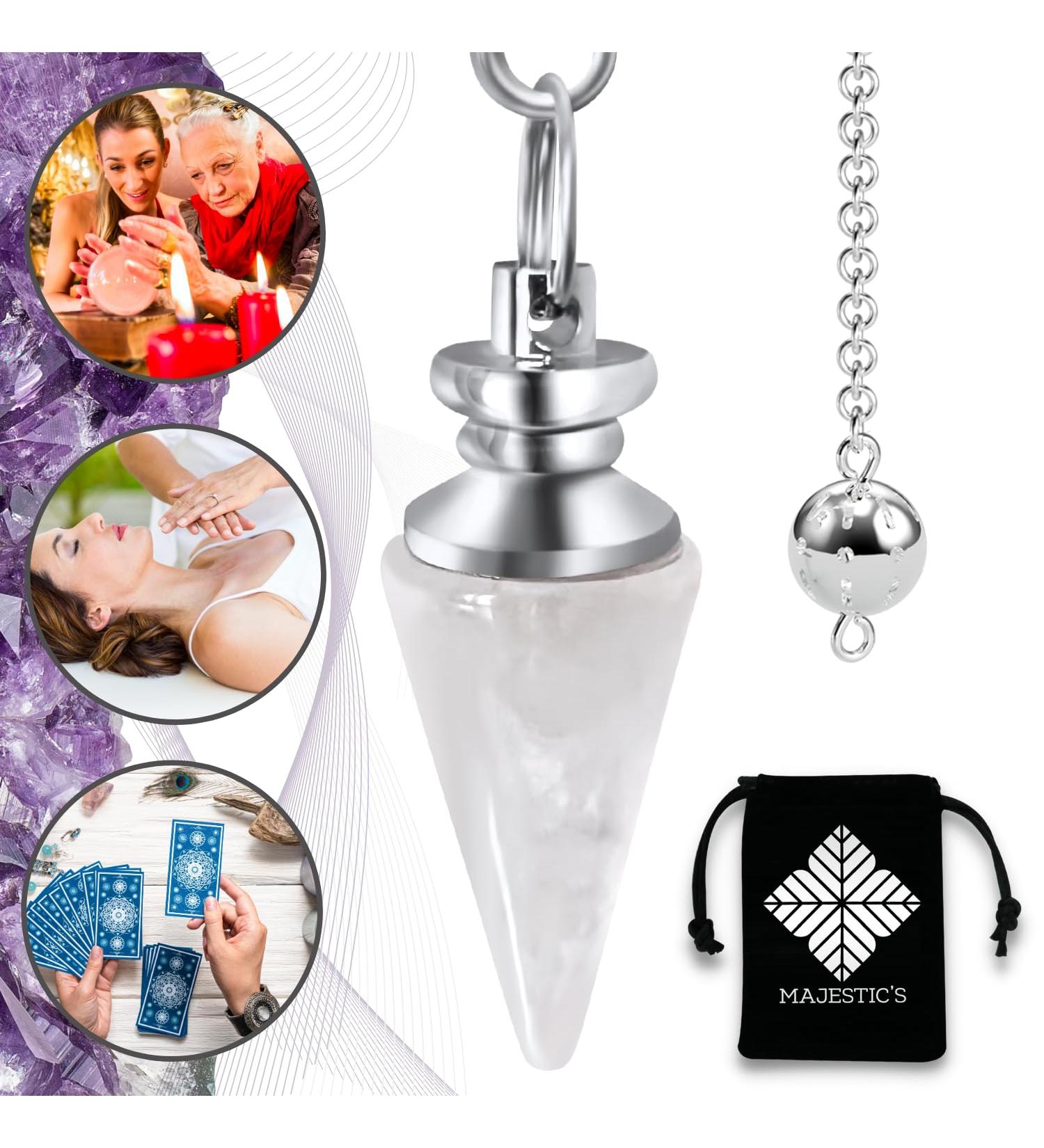 Stone Crystal Fortune Teller Clock - White Quartz Radiesthesia Pendulum - 10g | International Shipping Available - Buy Online on GoSupps.com