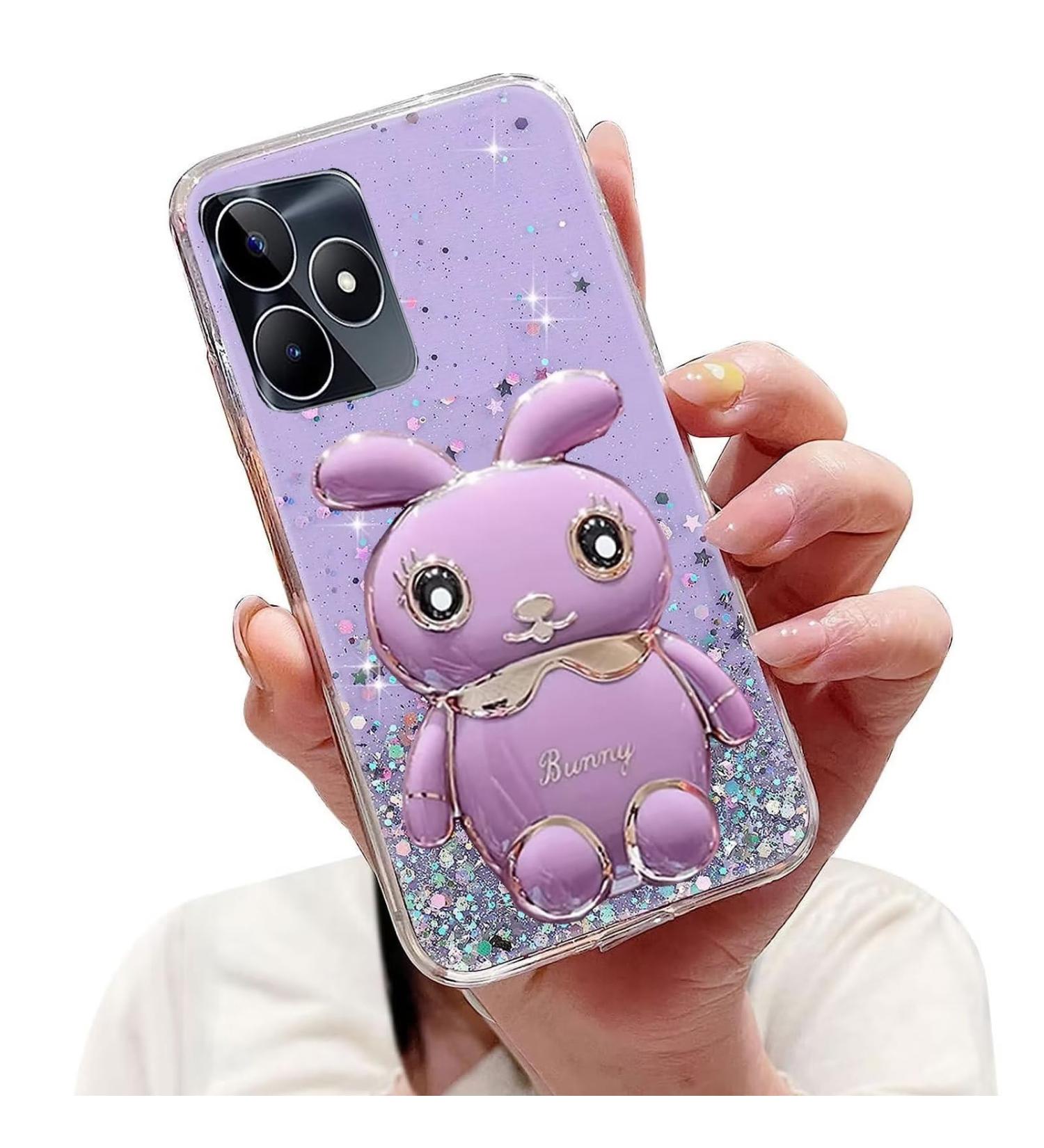 Tivenfezk Nadoli Oppo Realme C53 Case - Soft Silicone Glitter Rabbit Stand Shell Transparent Protective Cover - Purple Bling Phone Case - Buy Online on GoSupps.com