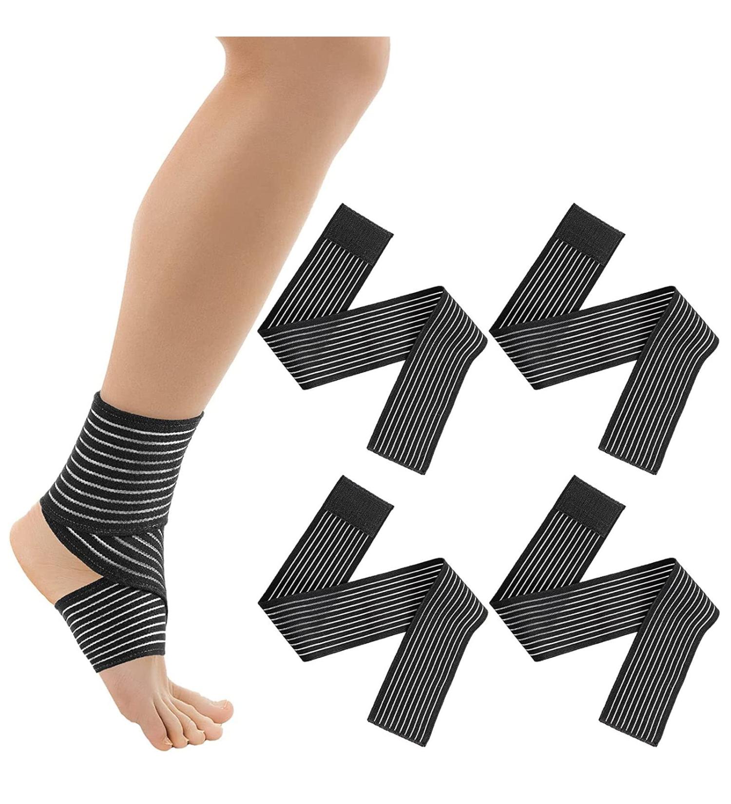 4 Pack Knee Support Bandage - Compression Sports Wrap for Knee Elbow Calf Ankle & Wrist - 70cm (27.5 inch) Knee Tapes for Optimal Strength & Stability - Buy Online on GoSupps.com