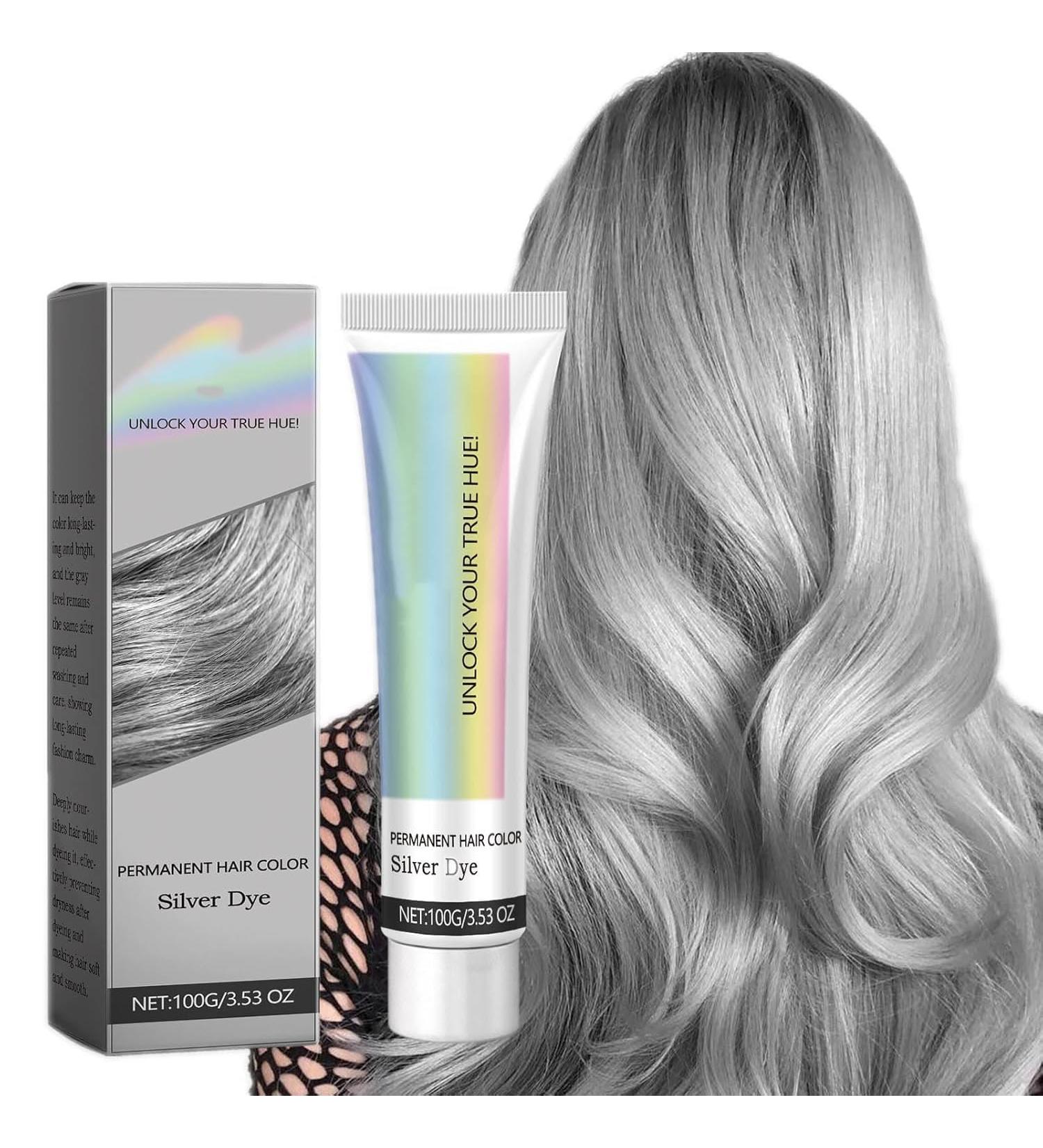 JUFKGBAR 2 in 1 Natural Essence Extract Silver Hair Dye Natural Silver Gray Hair Dye Suitable for Daily Cosplayers and Parties - Buy Online on GoSupps.com