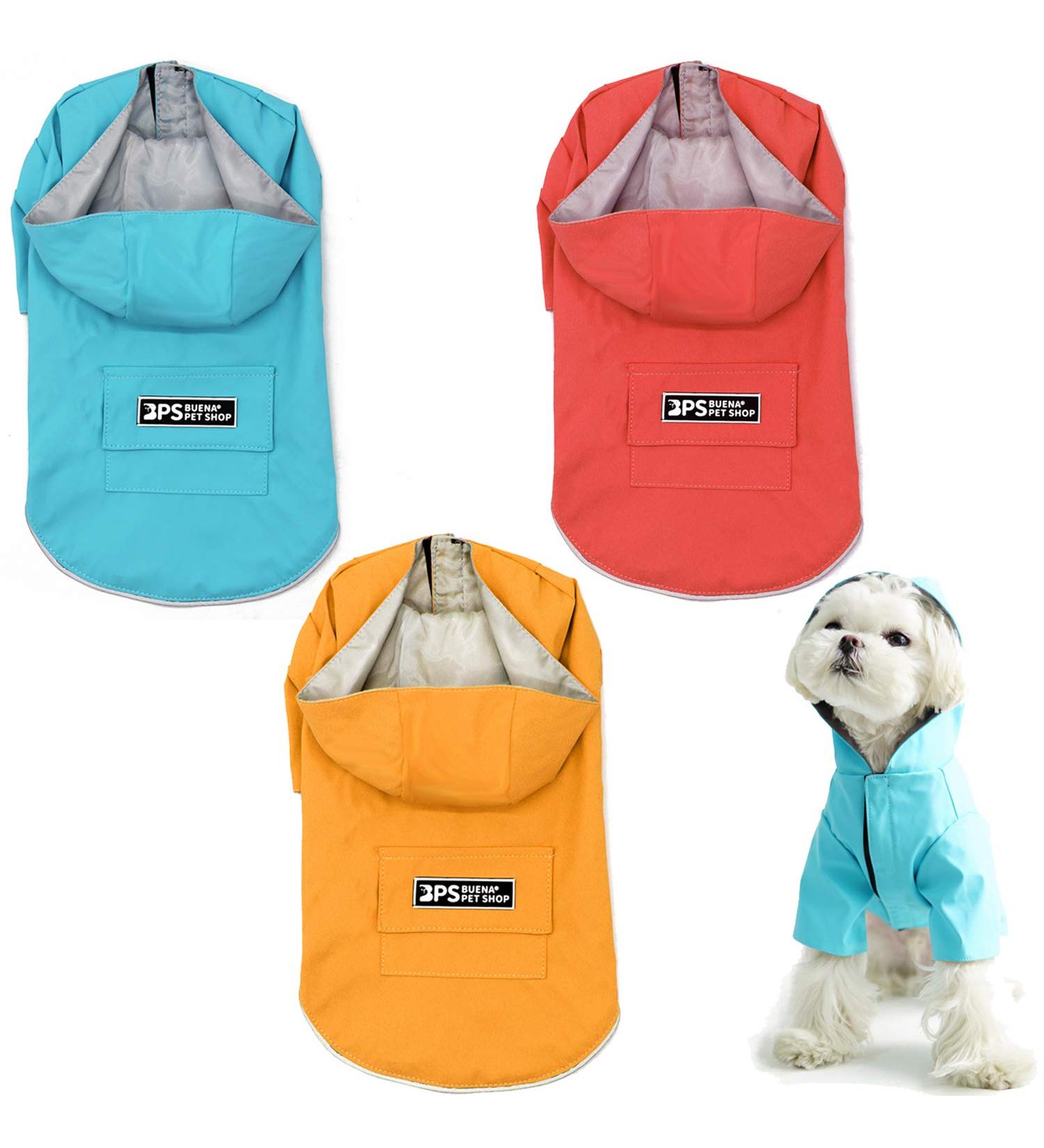 BPS Waterproof Rain Jacket for Dogs - Hooded Lightweight & Durable 100% Polyester - Small Medium & Large Size - Perfect Pet Protection (S Red) - Buy Online on GoSupps.com