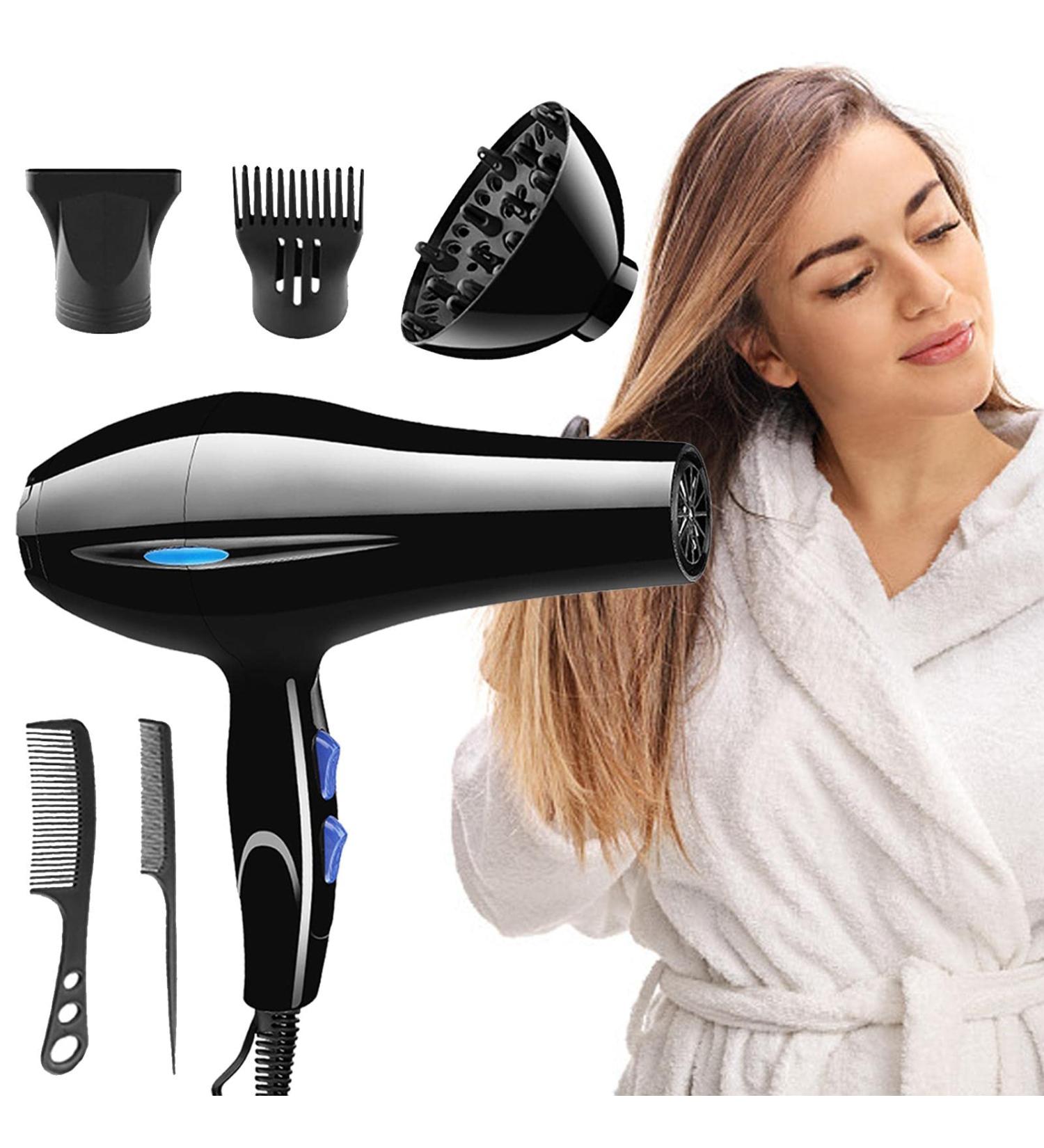 High-Power 2200W Ion Hair Dryer | Cold Hot Air Mode Styling Nozzles Pointed Tail Comb Flat Comb for Home Use - Buy Online on GoSupps.com