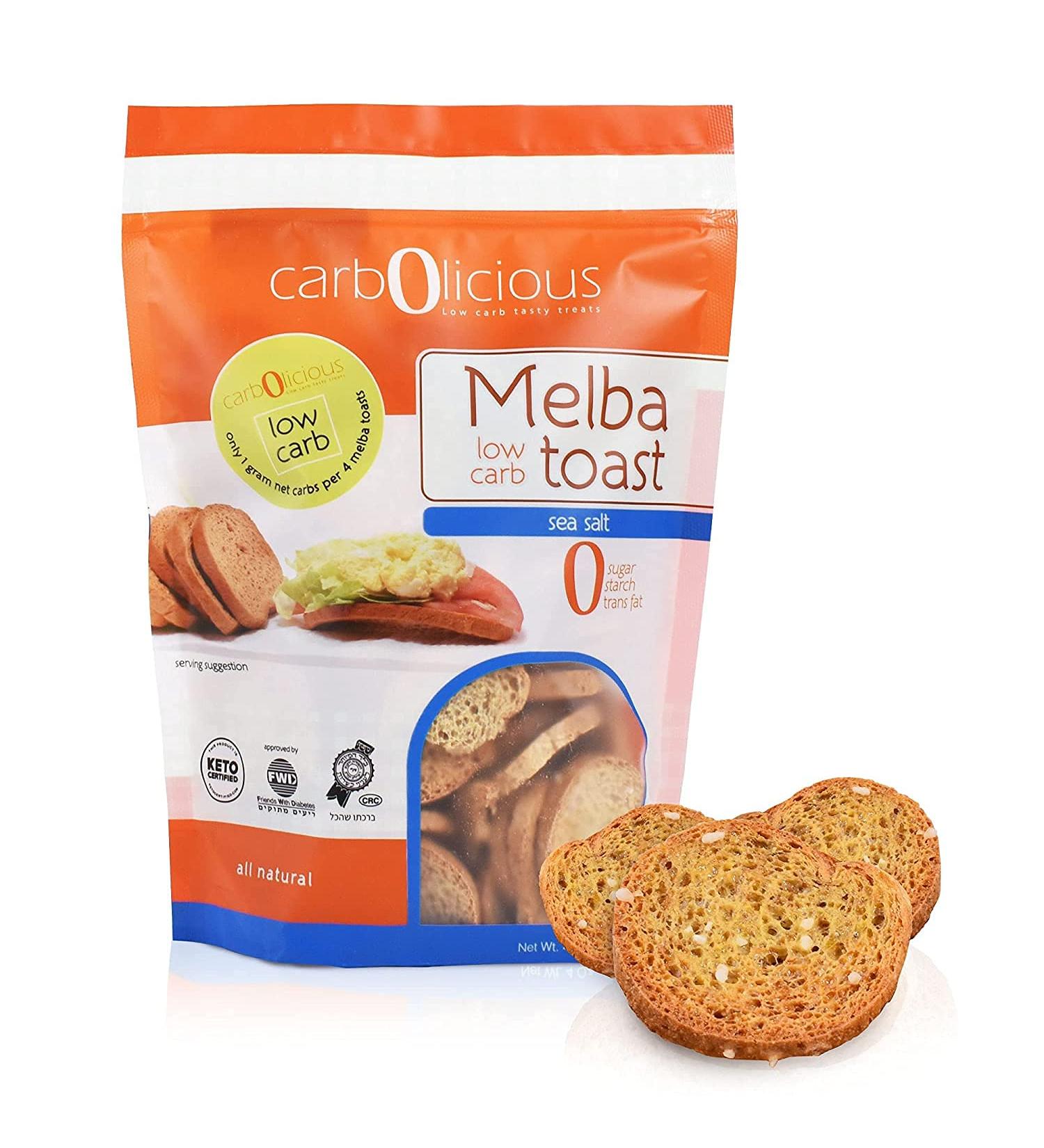 Carb-o-licious Low Carb Melba Toast - Sugar Free Keto Snack - Sea Salt - 4 oz (Pack of 2) - Buy Online on GoSupps.com