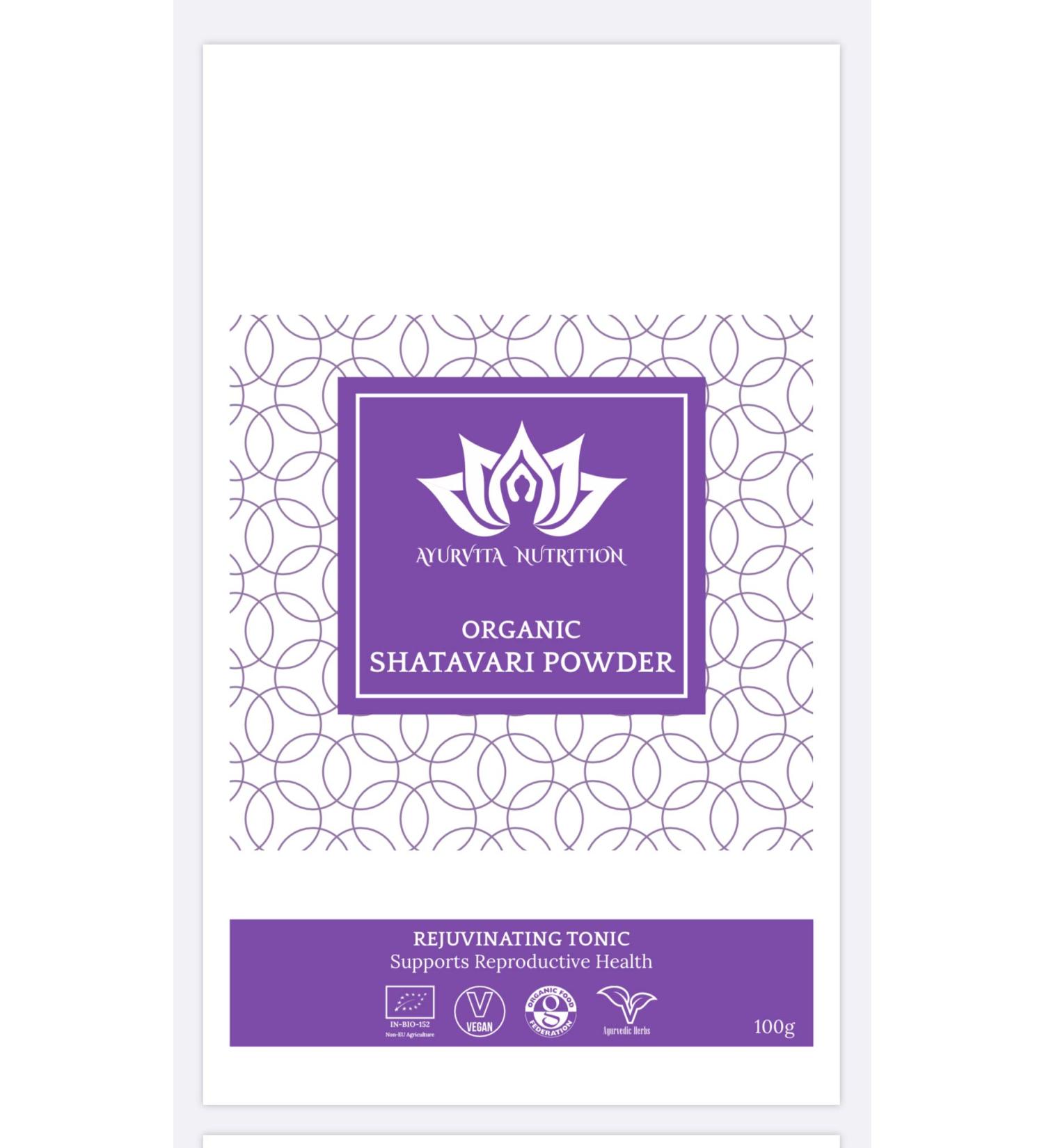 Organic Shatavari Powder 100g by Ayurvita Nutrition