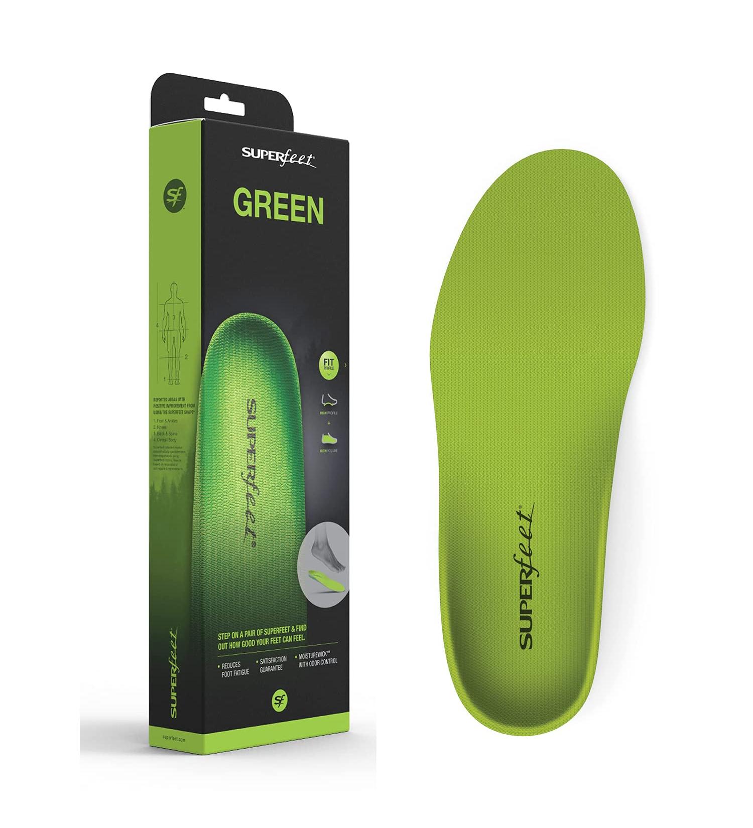 Professional Grade Arch Supports for Plantar Fasciitis & Flat Feet - High Arch Orthotic Insoles for Maximum Support - Green, Men 7.5-9 / Women 8.5-10 - Buy Online on GoSupps.com