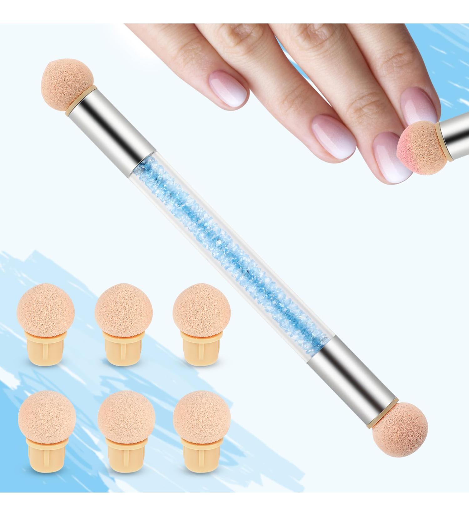 Nail Art Gradient Sponge Brush with 8 Washable Replacement Heads - Ombre Nails Tool for UV Gel & False Nails (Blue) - Buy Online on GoSupps.com