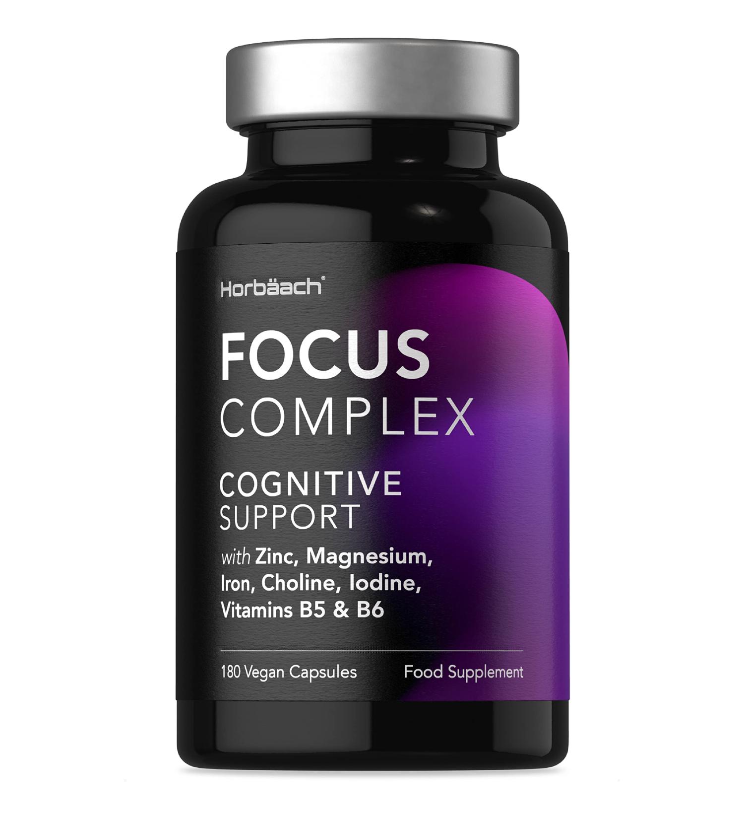 Nootropic Brain Supplements | 180 Vegan Capsules | Cognitive Complex Enhancer for Mental Performance, Focus & Energy - Horbaach - Buy Online on GoSupps.com