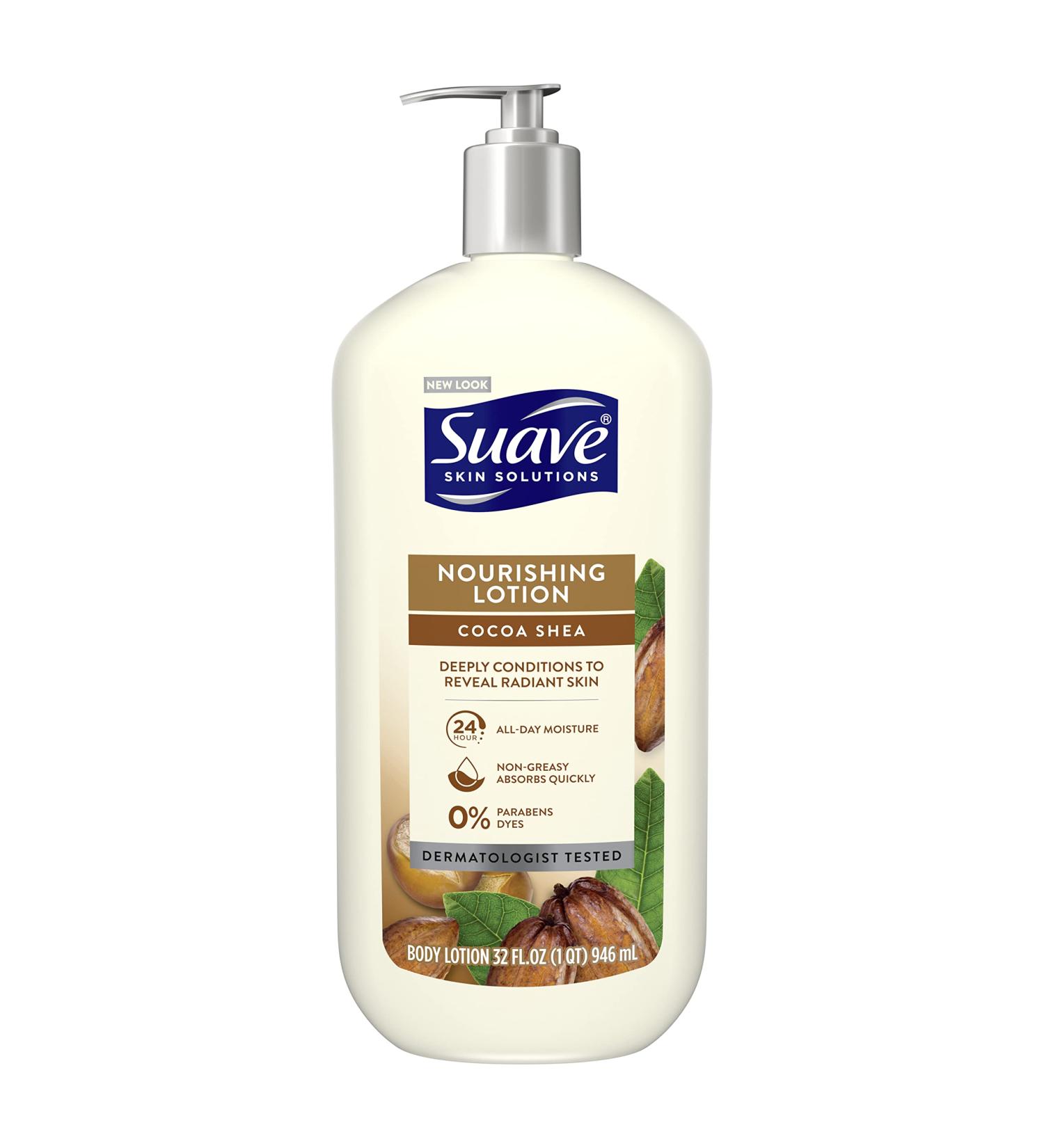 Suave Skin Solutions Cocoa Butter & Shea Body Lotion 32 oz - Hydrating Moisturizer for Soft Skin | International Shipping Available - Buy Online on GoSupps.com