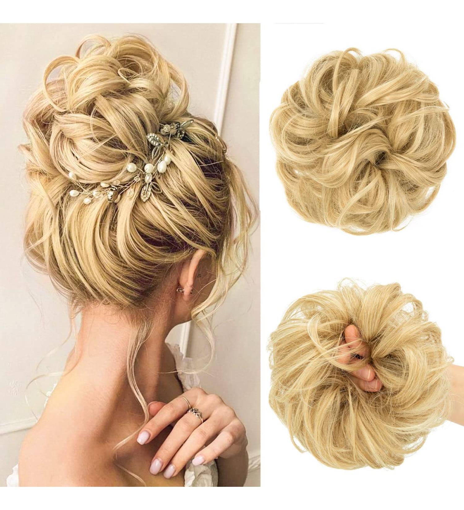 JJStar Large Bun Hair Part with Rubber Band - Natural Blonde Hair Extensions & Messy Bun Accessories for Women & Girls - Buy Online on GoSupps.com