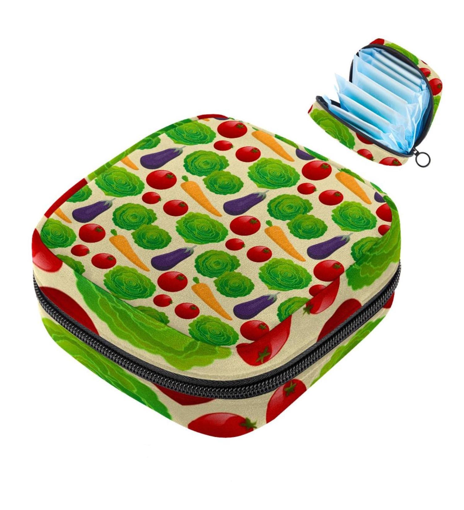 Shop Stylish Menstrual Bag with Zipper for Women & Girls - Fruit & Vegetable Design - International Shipping Available - Buy Online on GoSupps.com