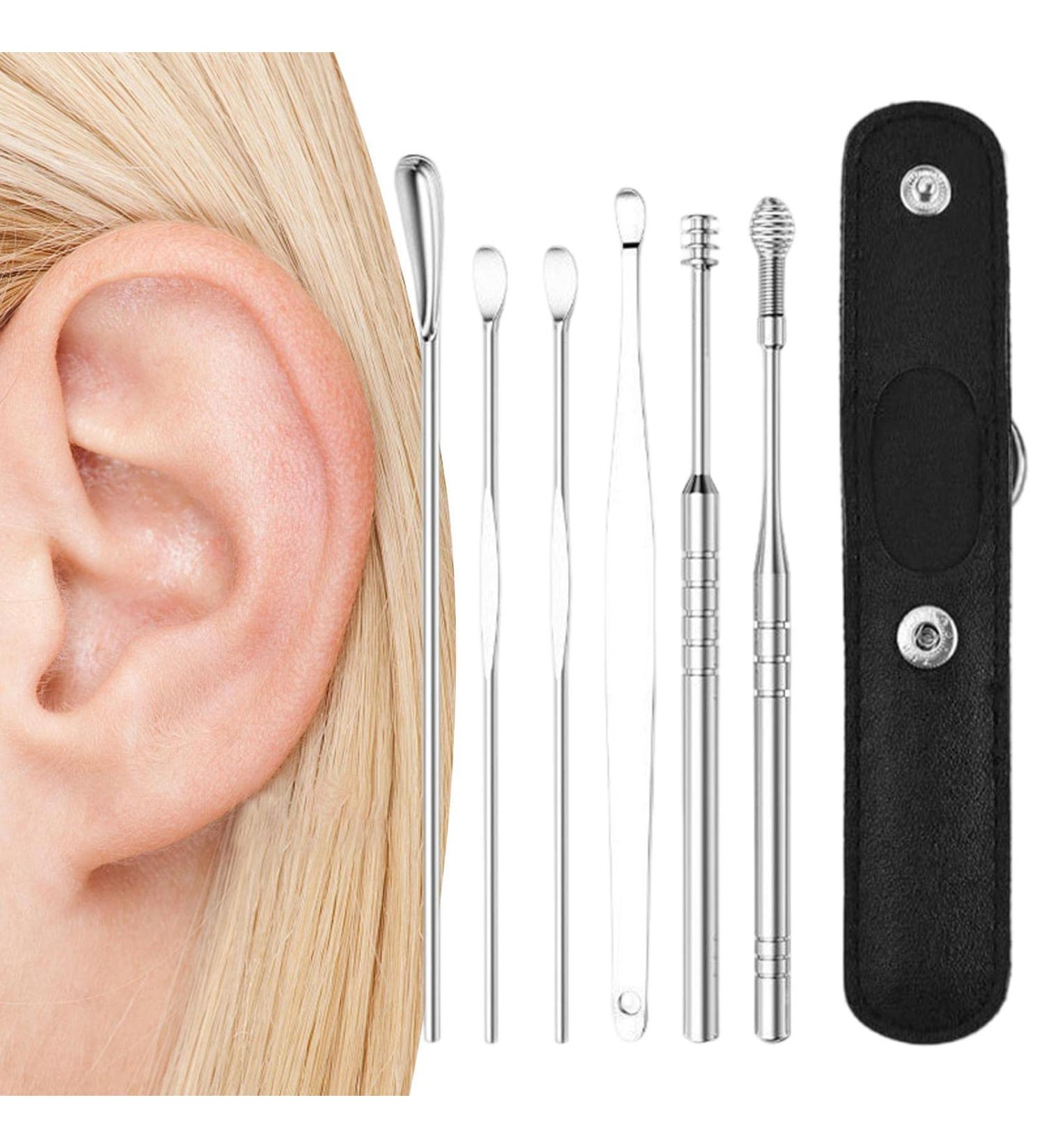 Earwax Removal Kit | Stainless Steel Earwax Removal Kit - Ear Wax Removal Ear Cleaner Tool for Adults and Kids Lencyh Black - Buy Online on GoSupps.com