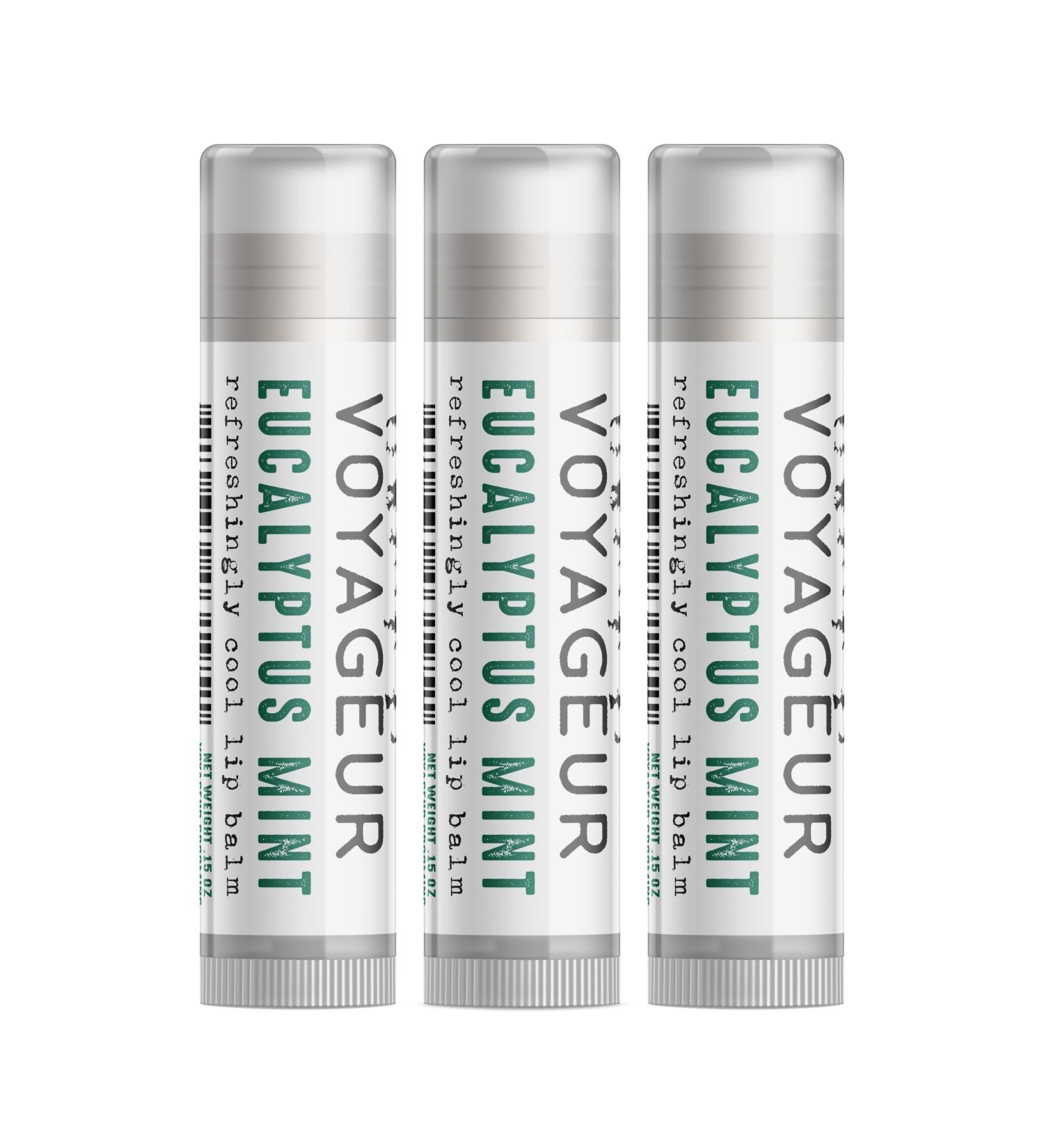 Voyageur Eucalyptus Mint Lip Balm Set of Three - Nourishing & Hydrating | International Shipping Available - Buy Online on GoSupps.com