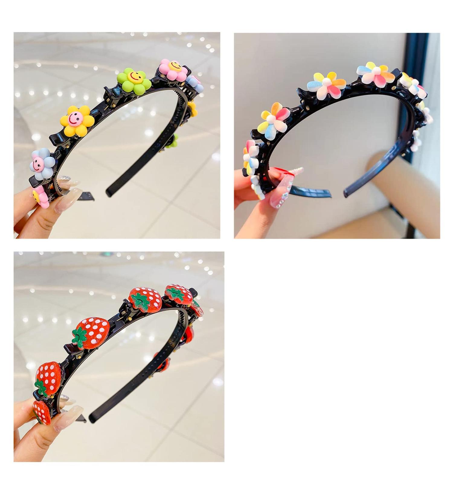 Girl Sweet Princess Hairstyle Hairpin Headband with Clips - Set of 3 Double Layer Cartoon Twist Plait Hair Clip Tools - Buy Online on GoSupps.com