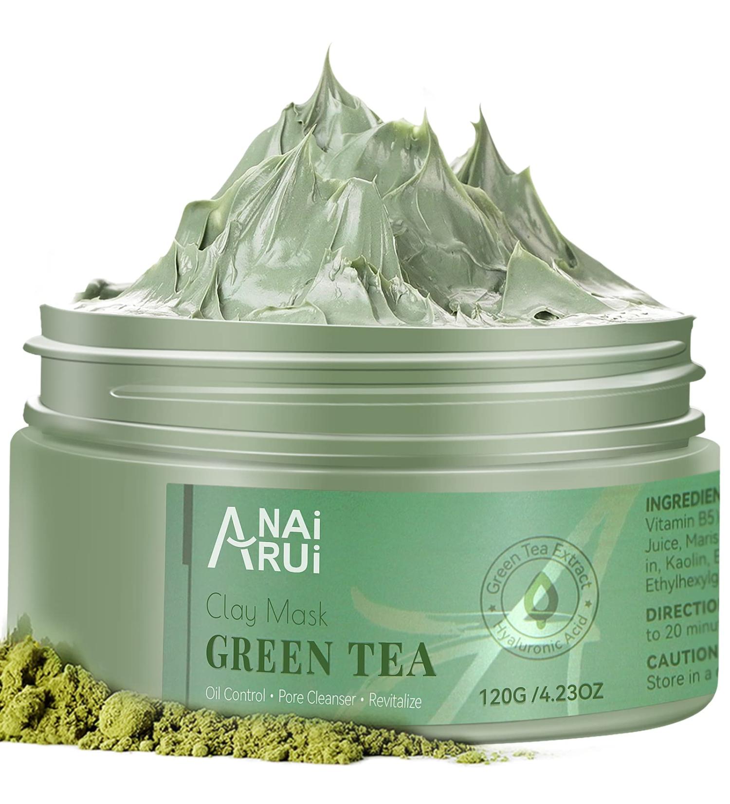ANAI RUI Green Tea Clay Mask for Poreless Cleanse, Blackhead Remover with Kaolin, Aloe & Collagen - Pore Minimizer, Hydrating Face Mask 4.05OZ - Buy Online on GoSupps.com