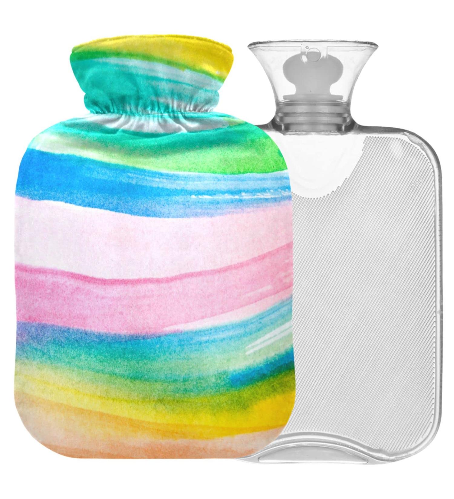 Naanle 1L Watercolor Hot Water Bottle with Cover - Pain Relief & Heat Therapy - Transparent Design for Comfort - Buy Online on GoSupps.com