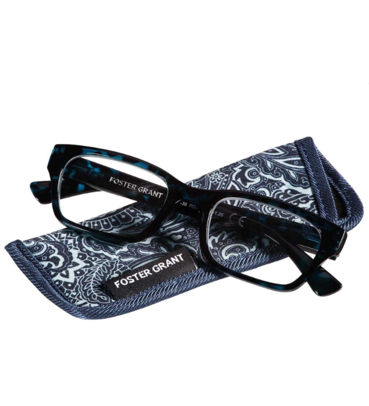 Foster Grant Mira Blue Women's Reading Glasses 1.25 + Bonus Soft Case - Stylish & Comfortable International Shipping Available - Buy Online on GoSupps.com