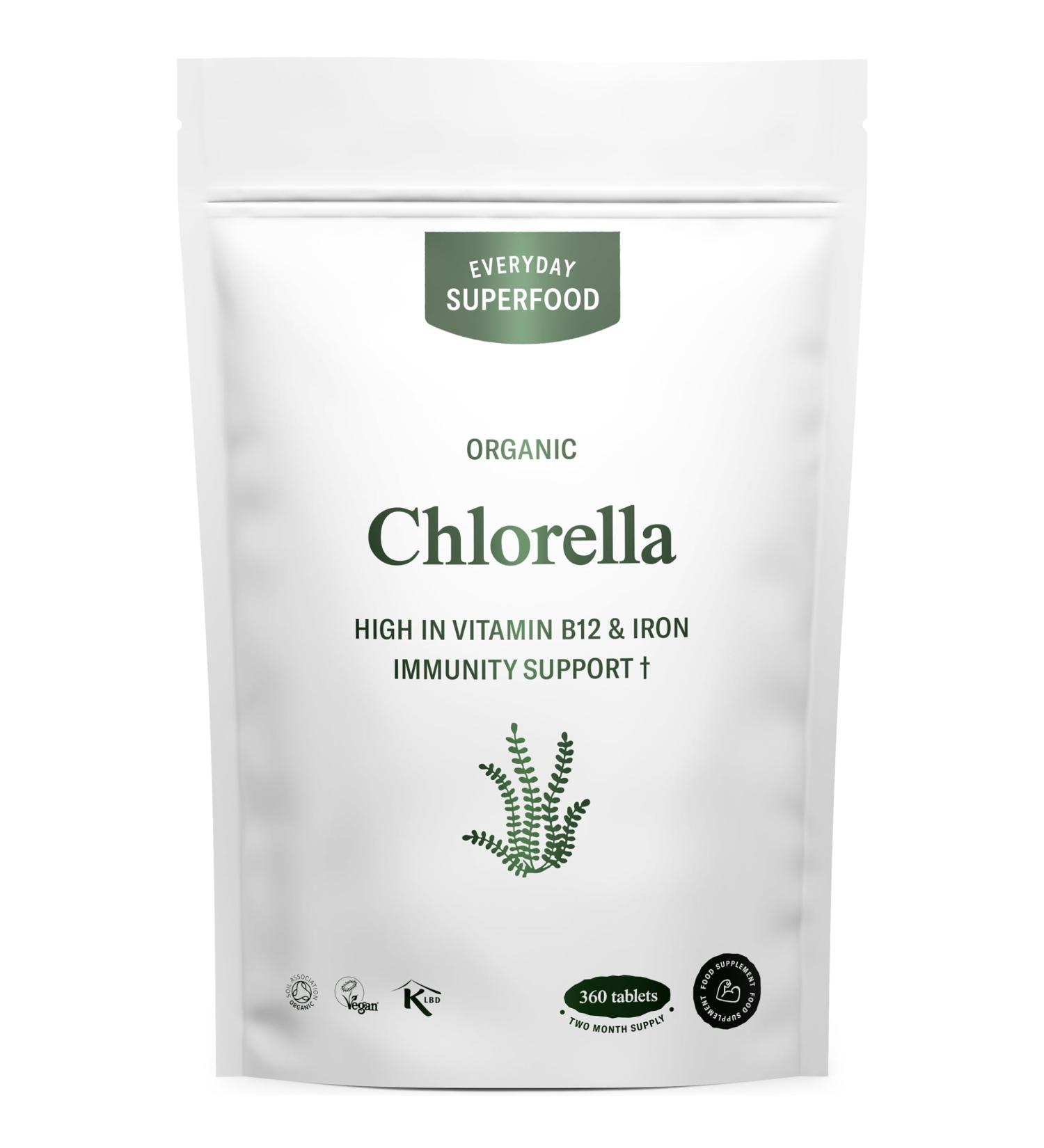 Organic Chlorella Tablets (360 Count) - Certified Vegan & Kosher - Raw Broken Cell Wall - Pack of 1 - Buy Online on GoSupps.com