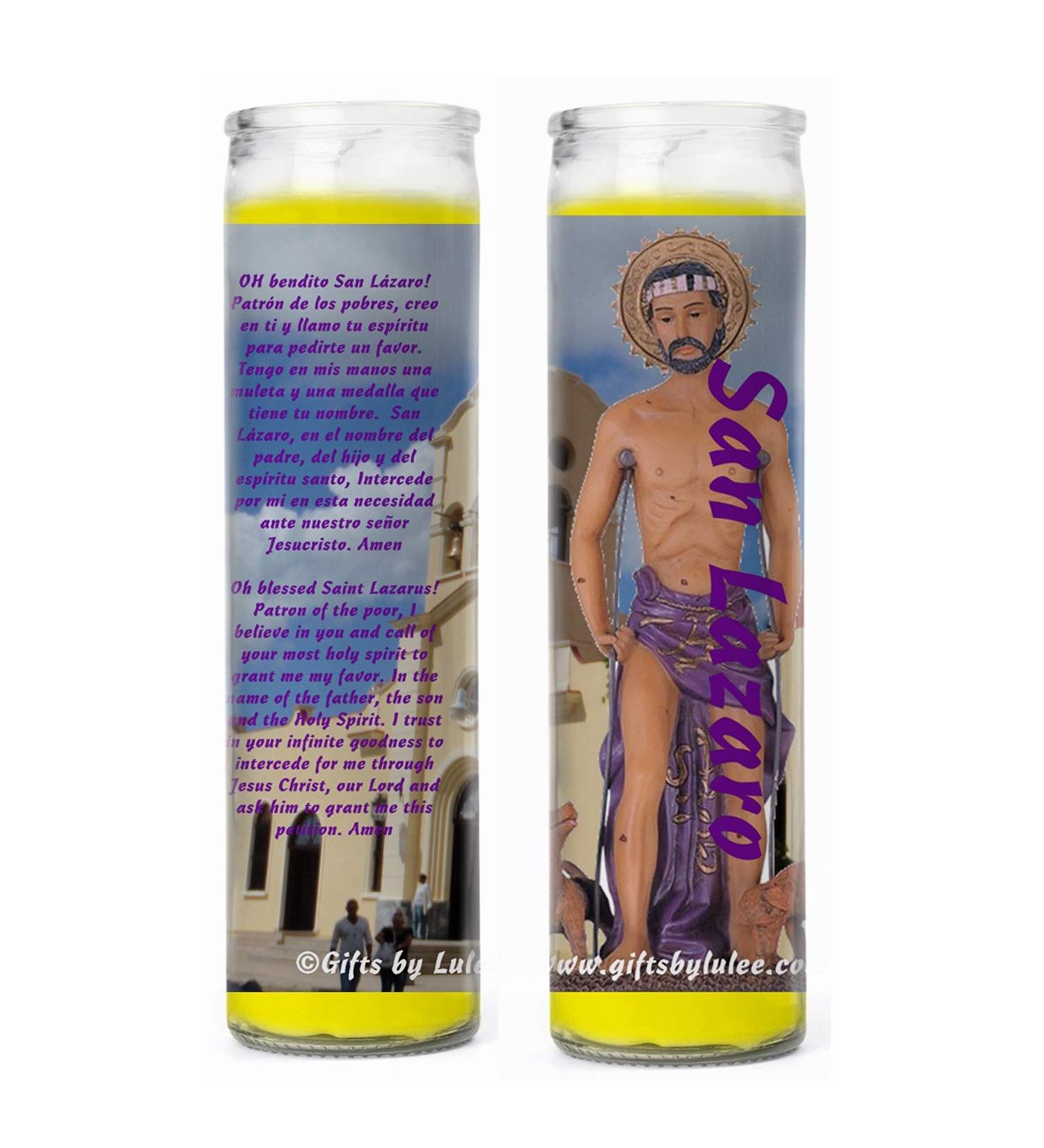 Set of 2 San Lazaro Prayer Candles 2 Veladoras De San Lazaro