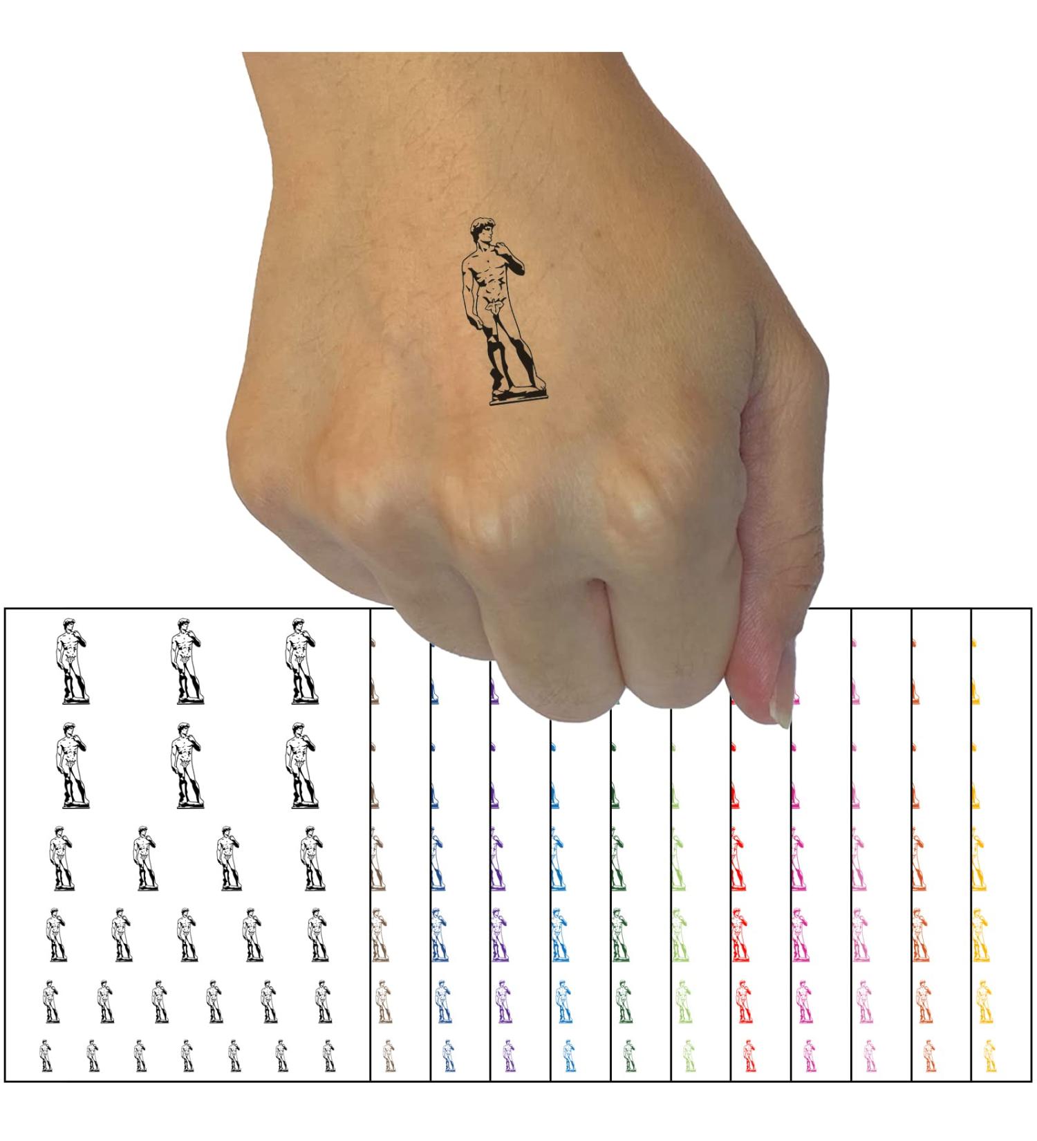Michelangelo's Statue of David Temporary Tattoo Set - Water Resistant Body Art Collection - Black (1 Sheet) - Buy Online on GoSupps.com