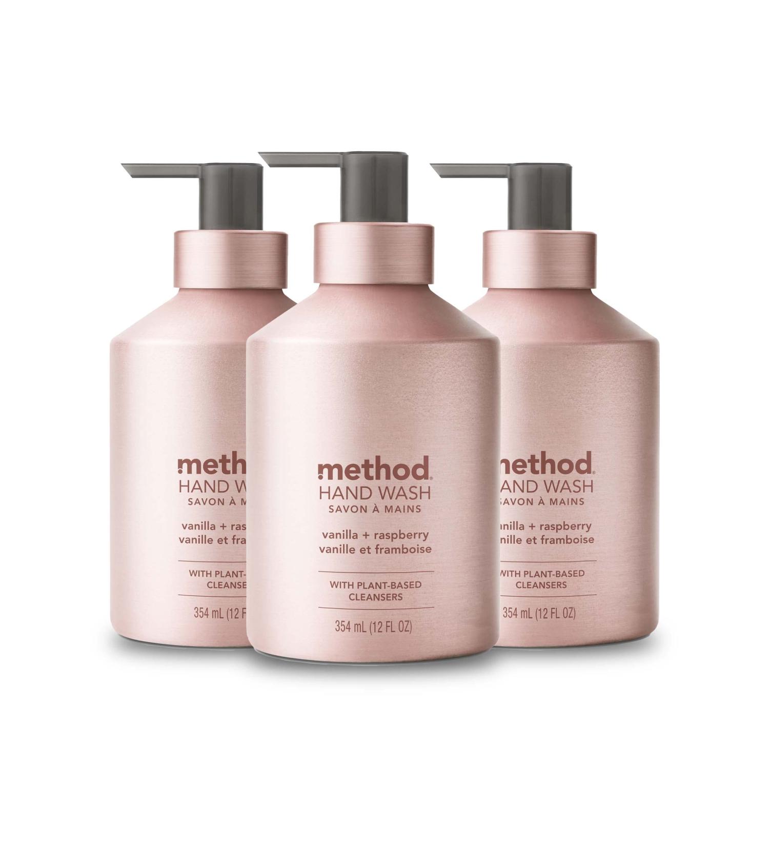 Method Gel Hand Soap Vanilla + Raspberry 12 oz (Pack of 3) | Biodegradable Formula | Reusable Pink Aluminum Bottle | Moisturizing Hand Wash - Buy Online on GoSupps.com
