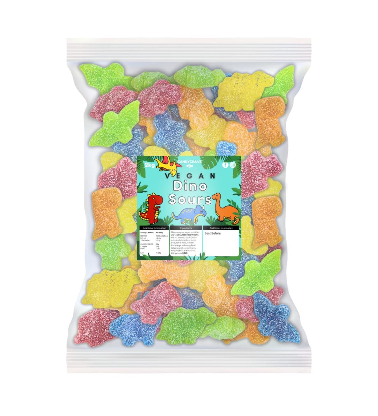 Candycrave - Vegan Dino Sours 2Kg Bulk Bag - Buy Online on GoSupps.com