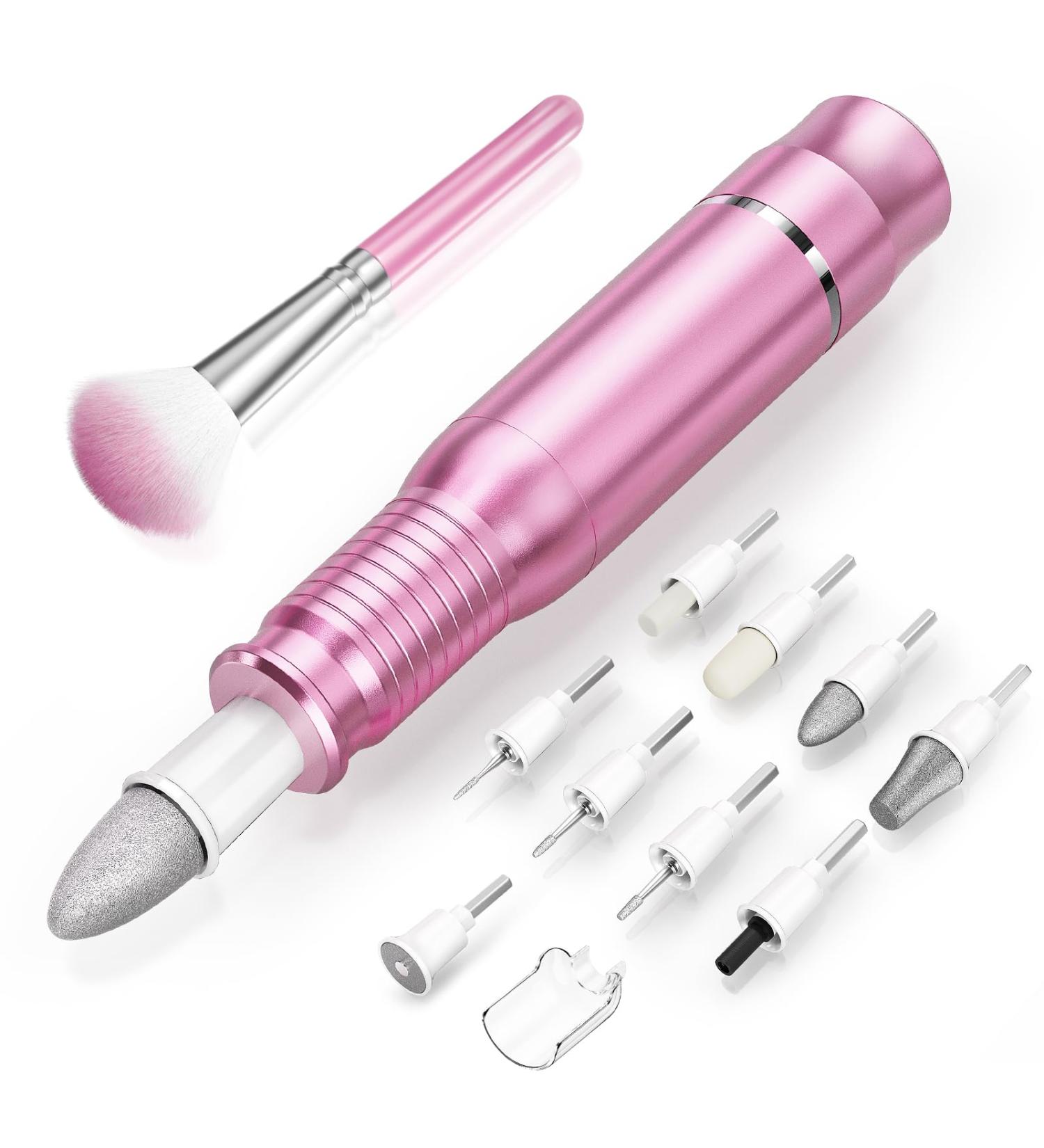 Subay Professional Manicure Pedicure Kit - 25000RPM Electric Nail Drill Set with LED Display & 11 Attachments - Nail Grinder for Women Men Babies & Pets - Pink - Buy Online on GoSupps.com