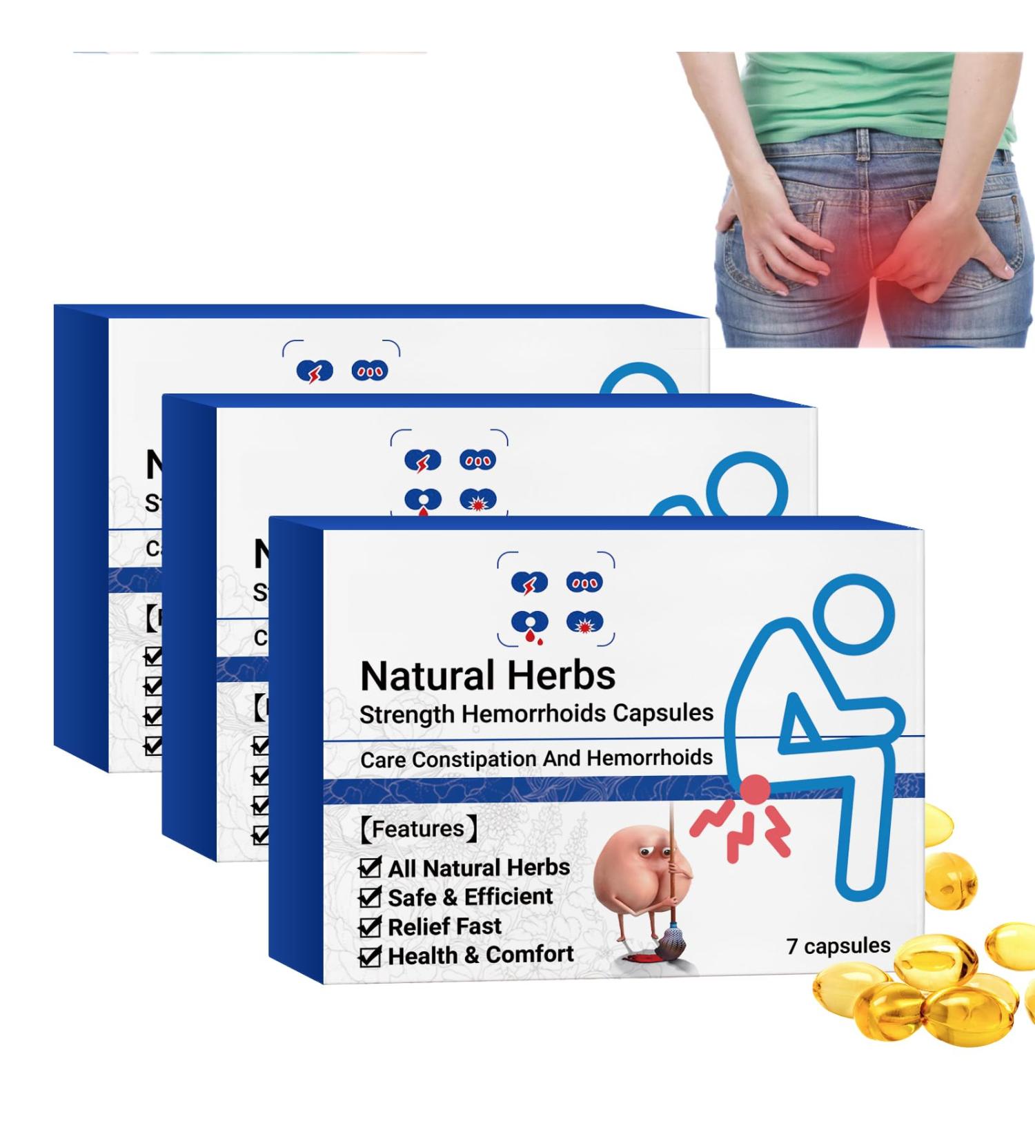 Herbal Hemorrhoid Relief Capsules - Natural Strength Formula (3 pcs) - Buy Online on GoSupps.com