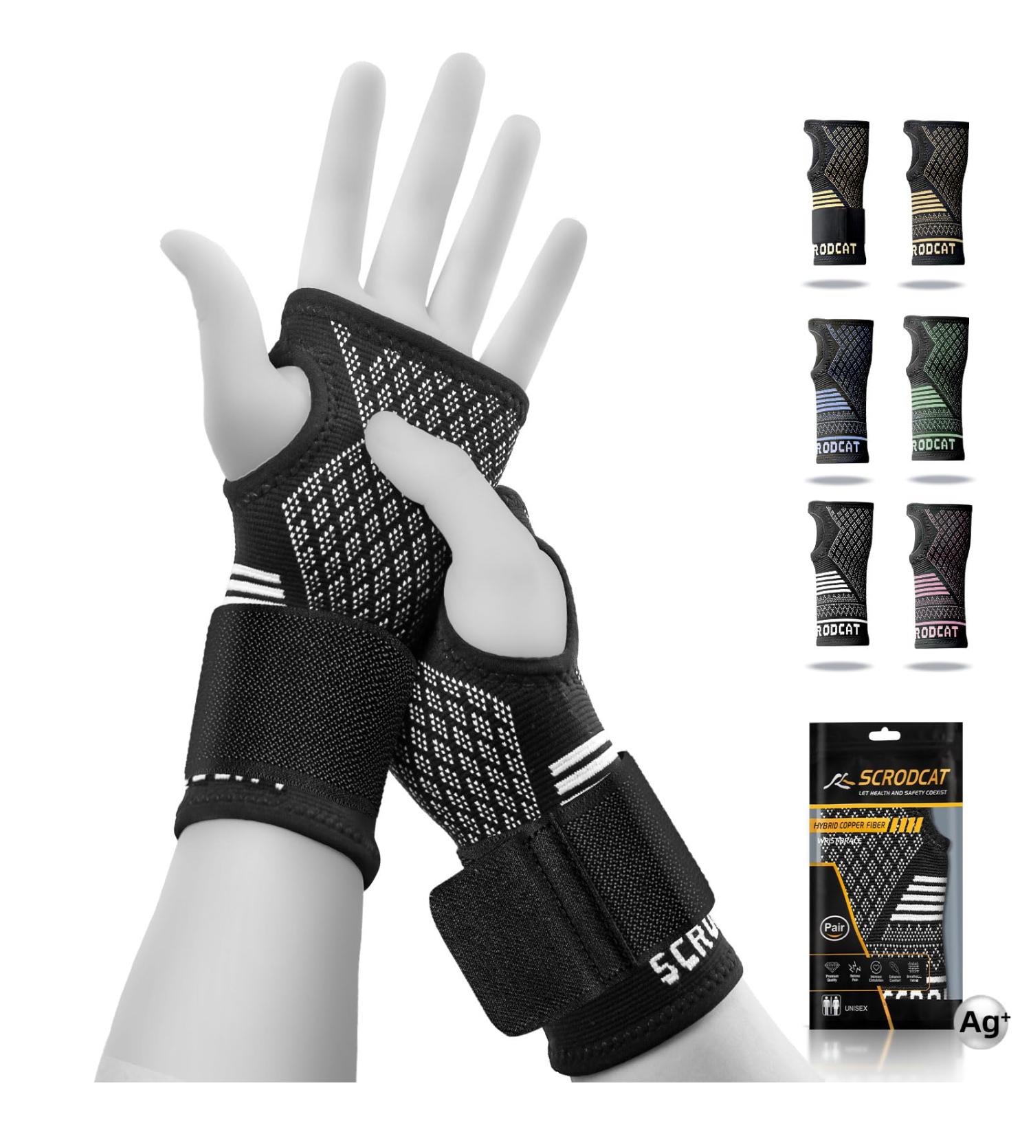 Buy Scrodcat Silver Wrist Compression Band - Pain Relief for Carpal Tunnel & Arthritis - Adjustable Thumb Loop - Unisex M - 1 Pair - Buy Online on GoSupps.com