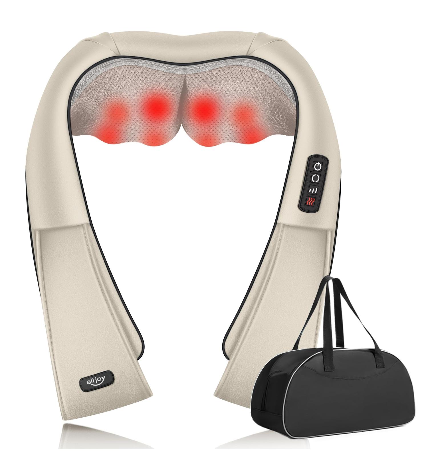 Alljoy Shiatsu Neck Massage Device with Heat | Electric Back Shoulder & Leg Massager for Home & Office | Best Gift for Men (Beige) - Buy Online on GoSupps.com