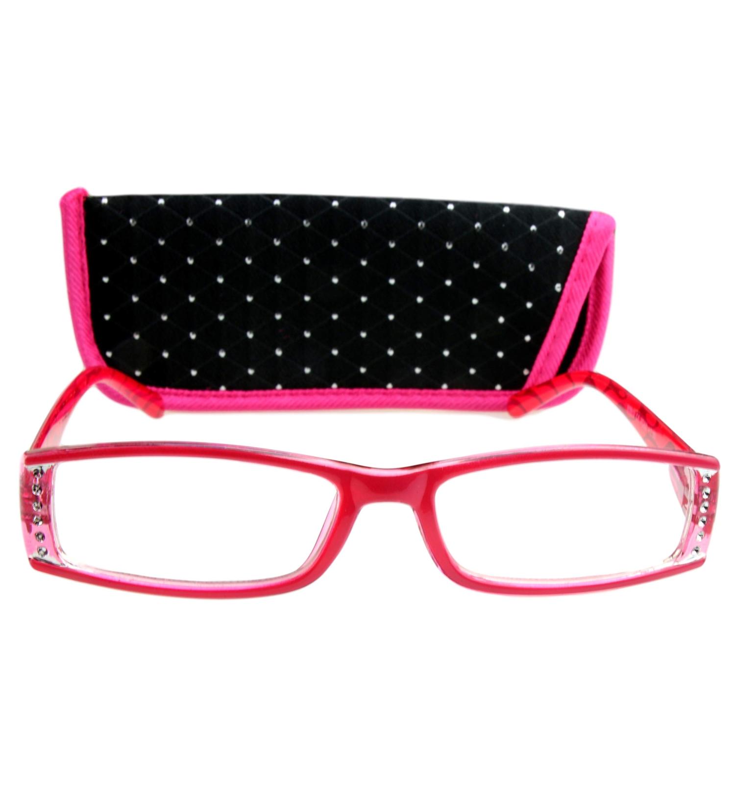 Stylish Designer Pink Reading Glasses for Women - Rhinestone Details & Spring Hinge | Dioptria Options 1.0-3.0 - Buy Online on GoSupps.com