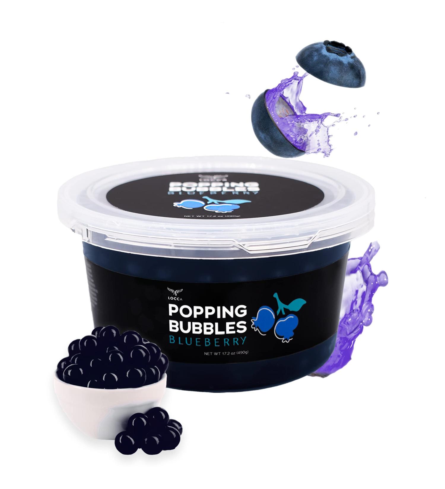 Blueberry Popping Boba Pearls - Premium Bursting Boba with Real Fruit Juice - 17oz - Bubble Tea Kit for Kids - Buy Online on GoSupps.com