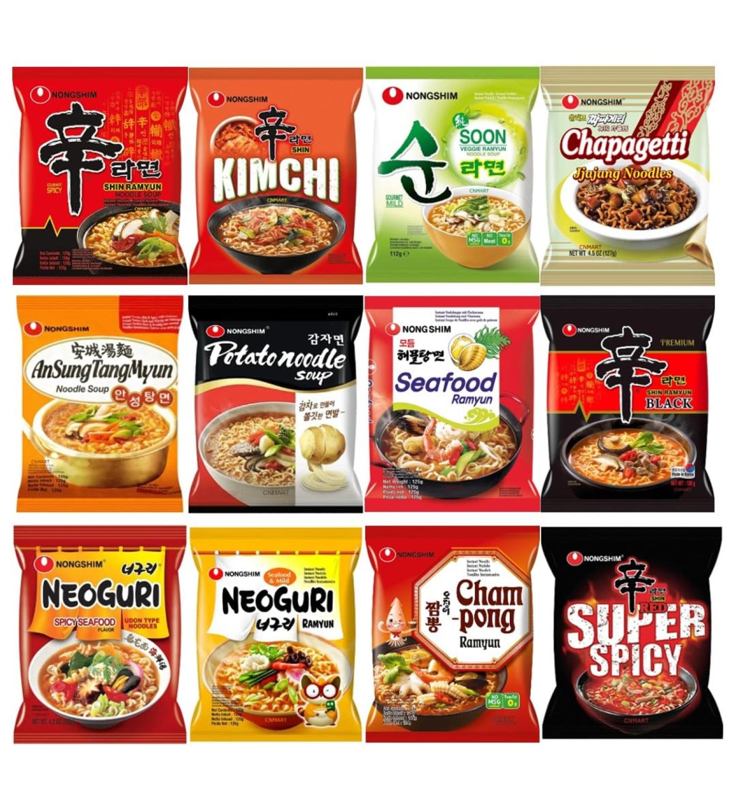 Nongshim Shin Ramyun Spicy Korean Ramen Assorted Noodle Case of 10 | Self Customised Pick Any 5 Flavours  - Buy Online on GoSupps.com