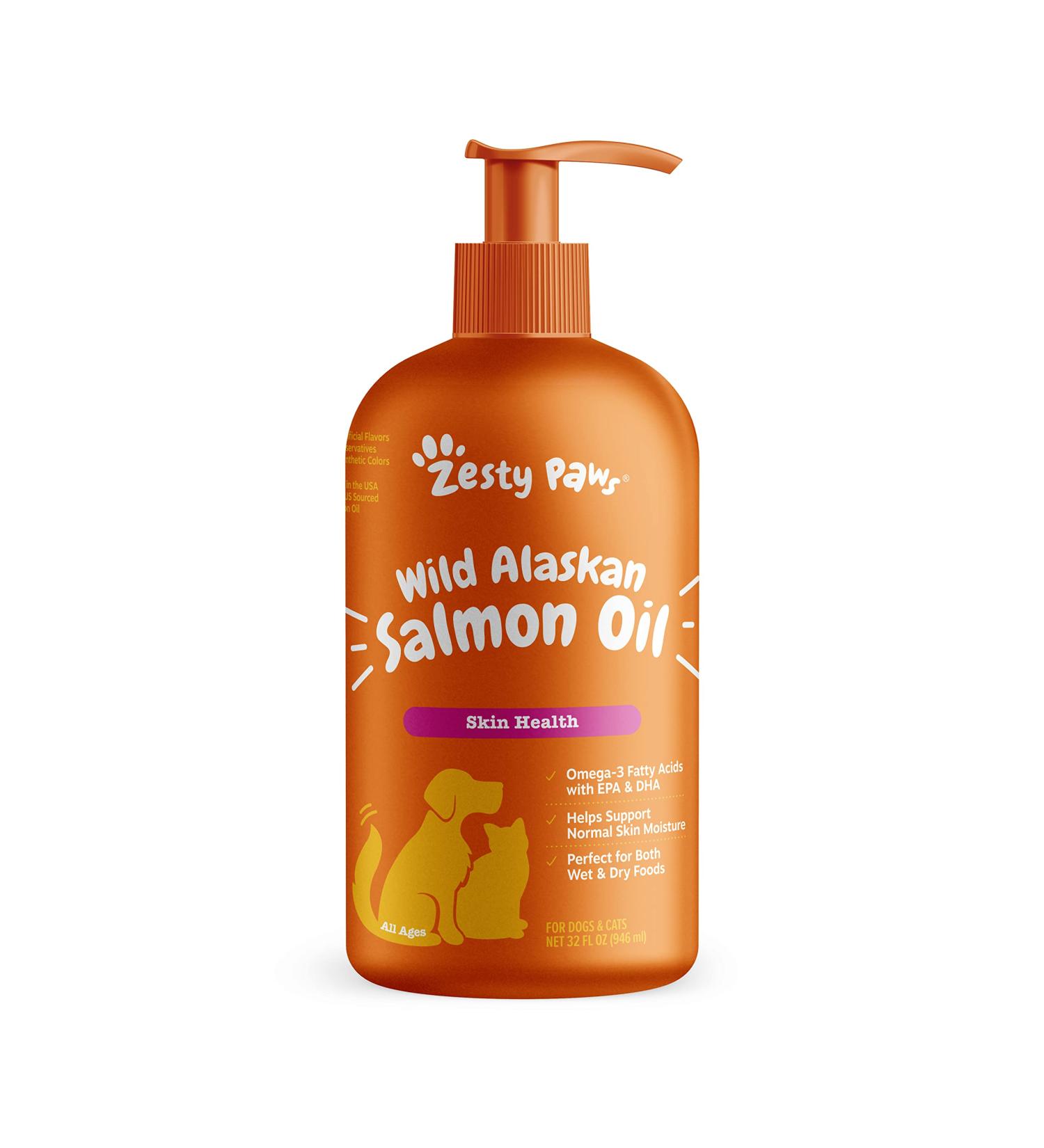 Zesty Paws Wild Alaskan Salmon Oil for Dogs & Cats - Skin & Coat Health - 32 fl oz - Buy Online on GoSupps.com