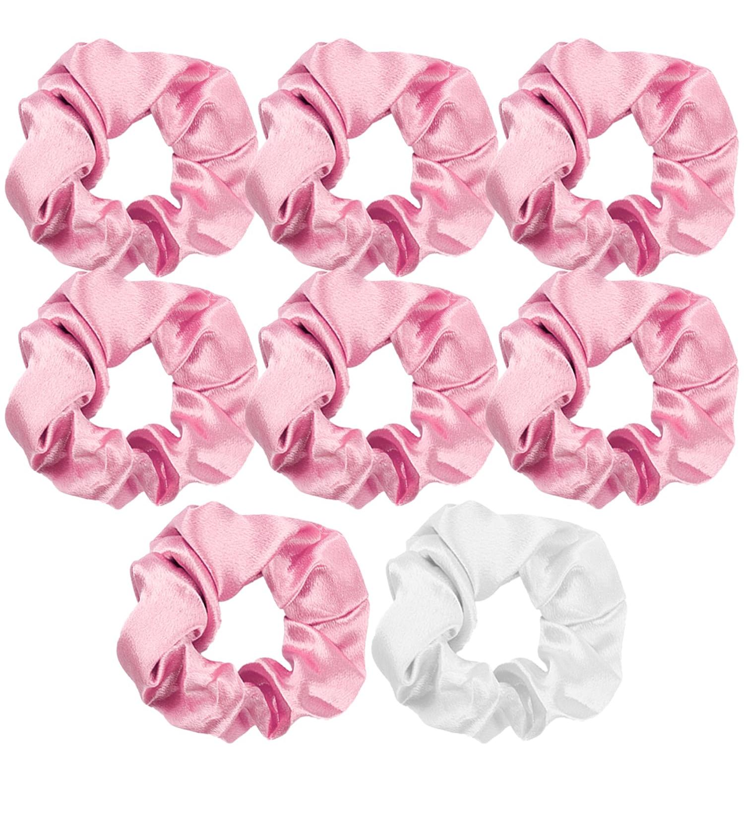 Vanyibro Hair Scrunchies for Women Bridesmaid Scrunchie Set 8 Pieces Satin Hair Ties for Girls Ponytail Holders for Bridal Hen Party Shower Wedding Gifts Pink - Buy Online on GoSupps.com